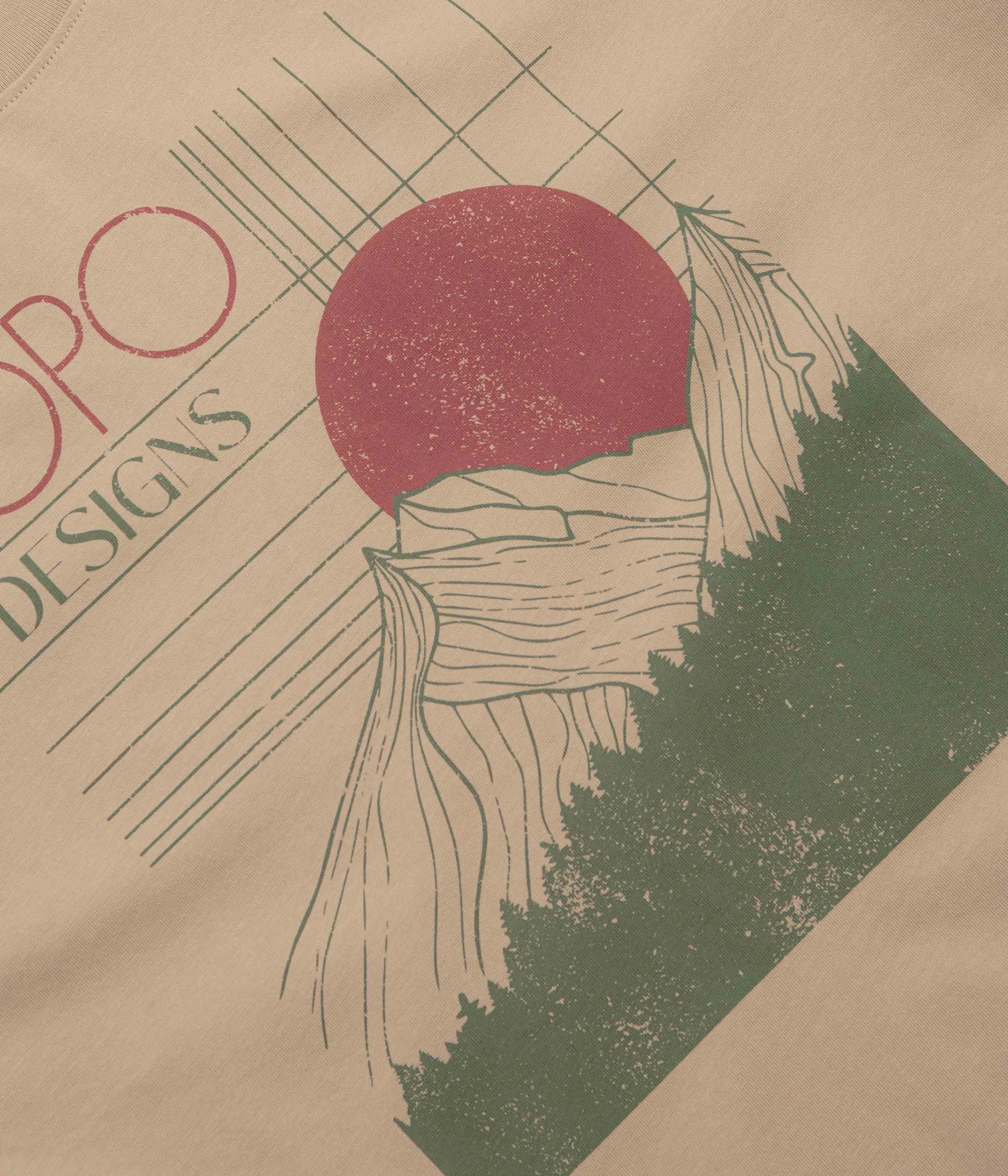 Striped style mountain vacation Topo Designs Horizon T-Shirt - Sahara