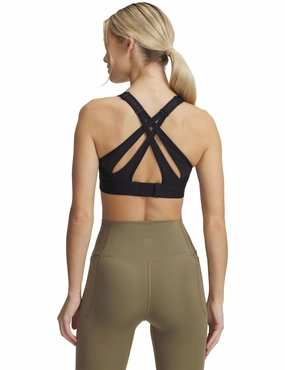 Infinity High Strappy Sports Bra - Black Secure Support Ribbed waistband seams