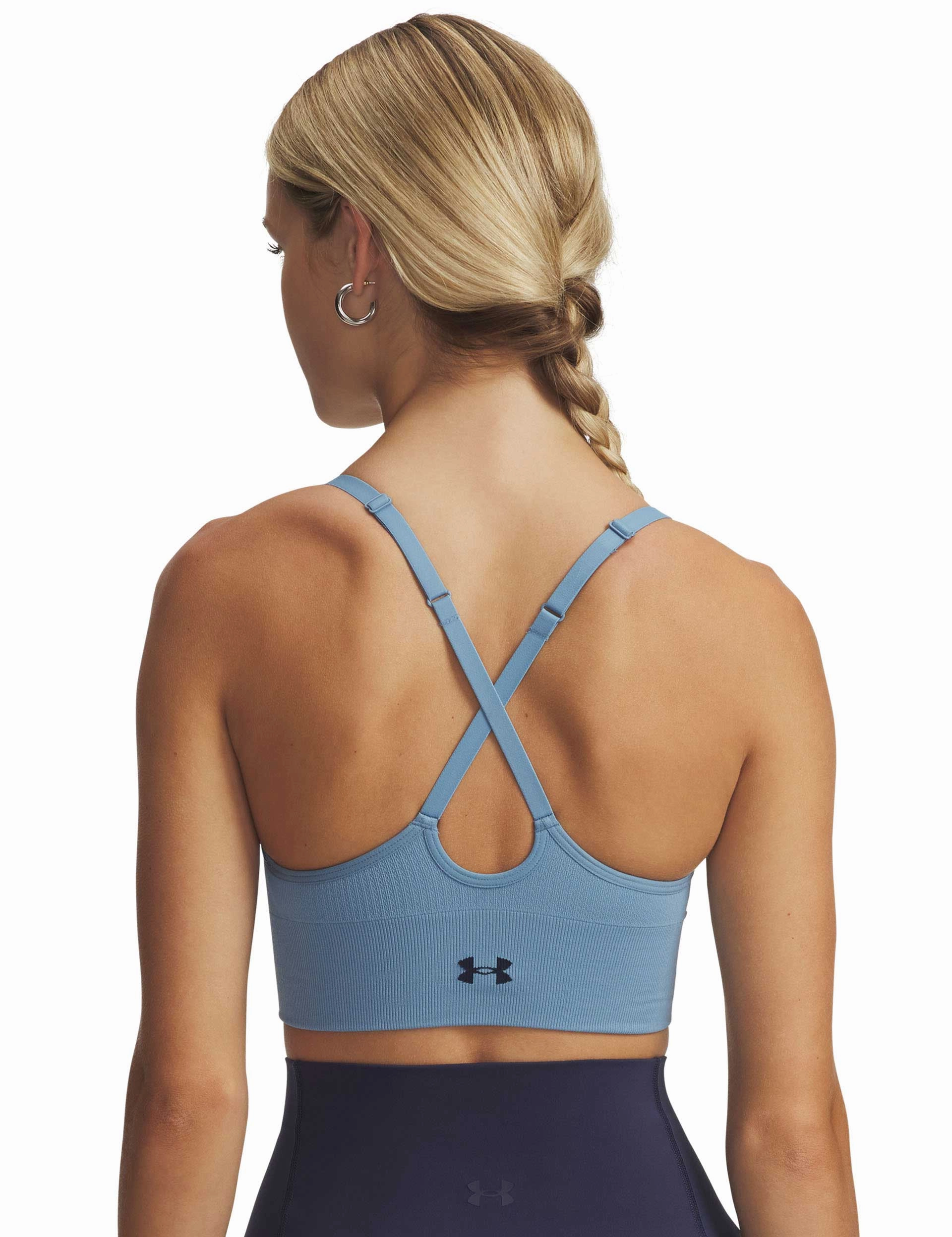 Vanish Seamless Low Sports Bra - Blue Smoke/Washed Navy Cross Back Closure