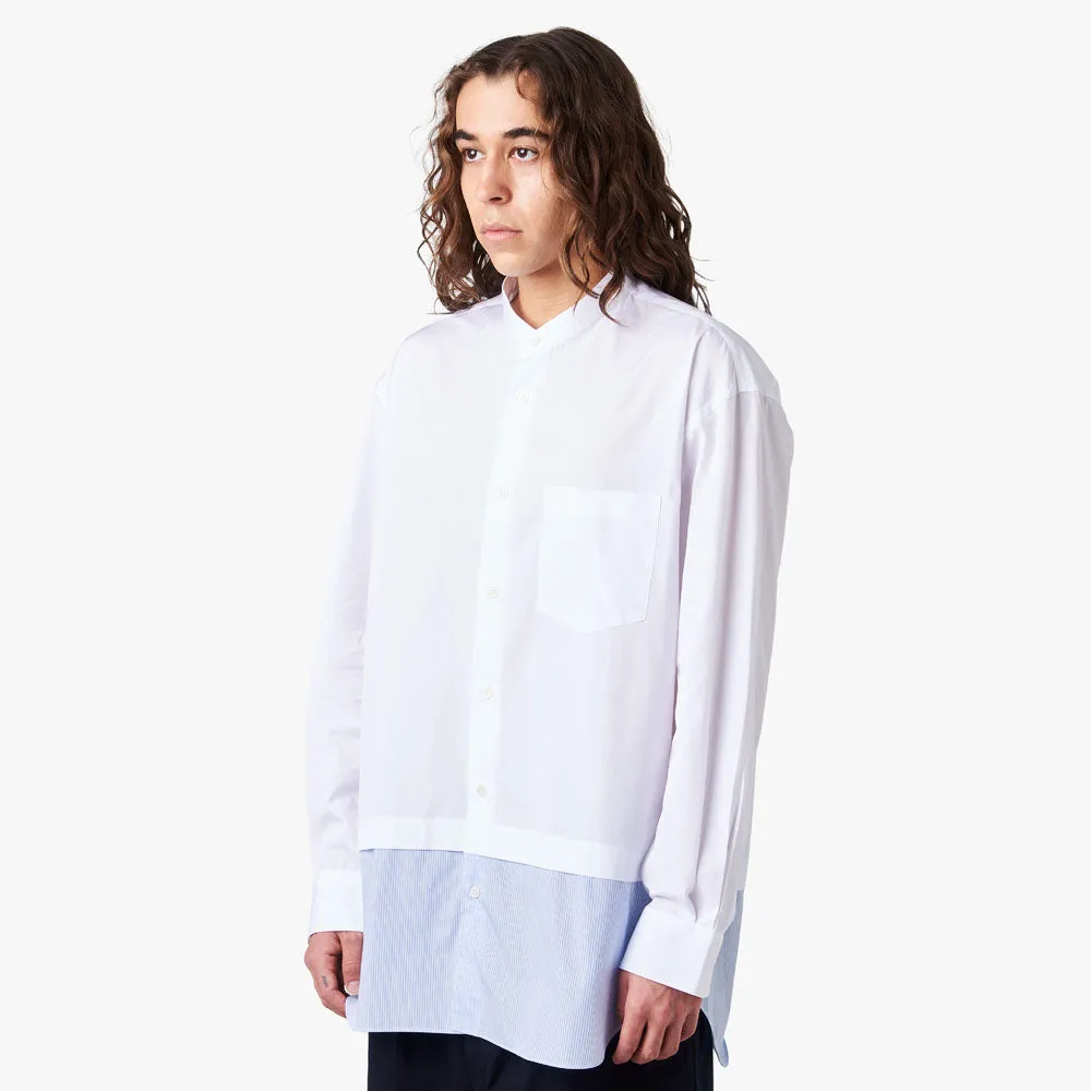 Striped Pattern Cooling Mesh Lining COMME des GAR?ONS HOMME Panel Button Up Shirt / White