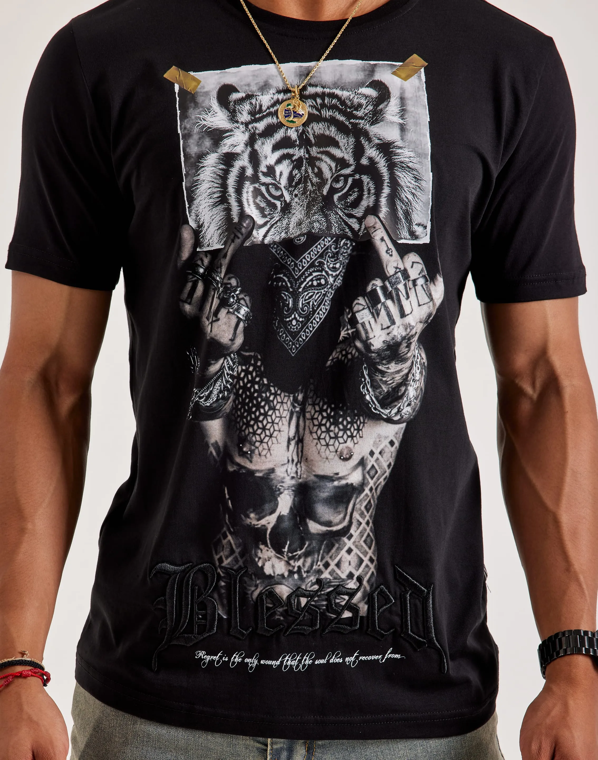 Blessed UK Regret Is The Only Wound Tee Linen Soul TactileStitching