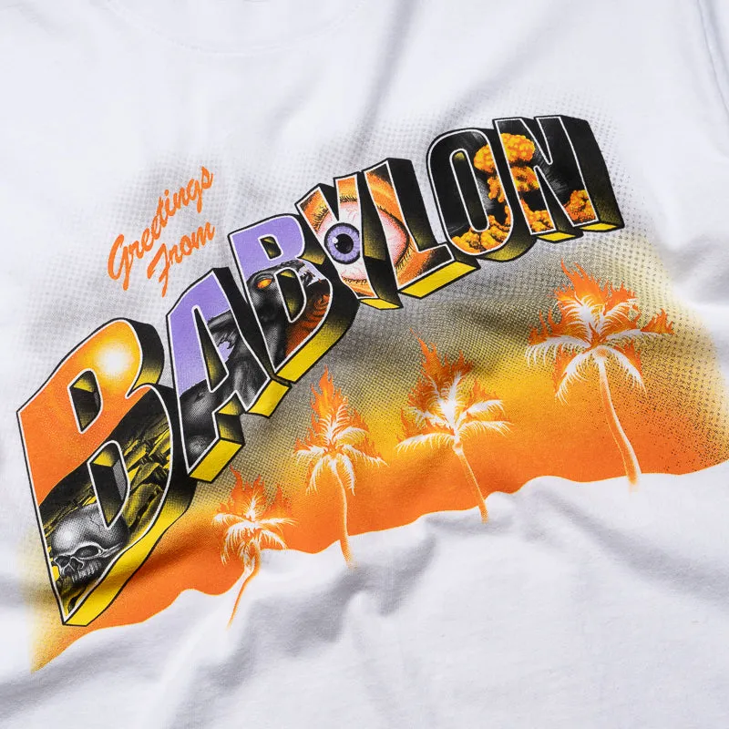 straight legs sequin Babylon Greetings From Tee - White