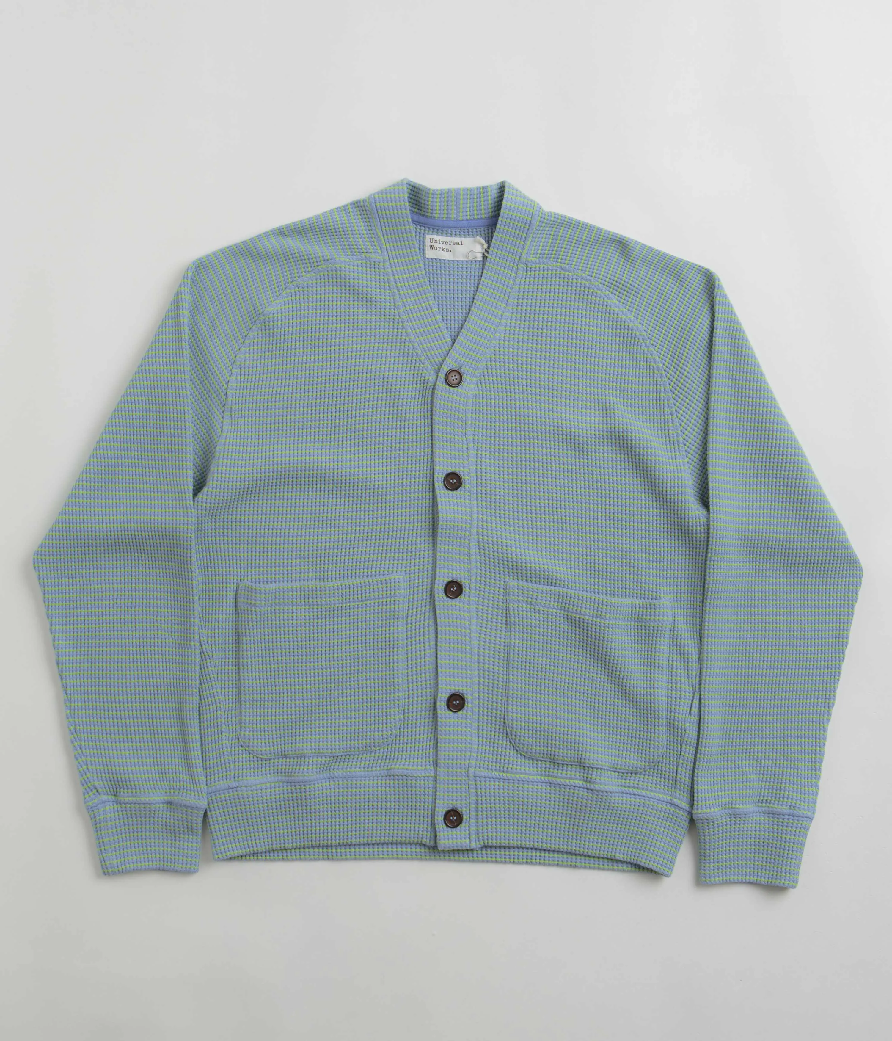 Universal Works Dickie Cardigan - Sky product ribbon playfulness