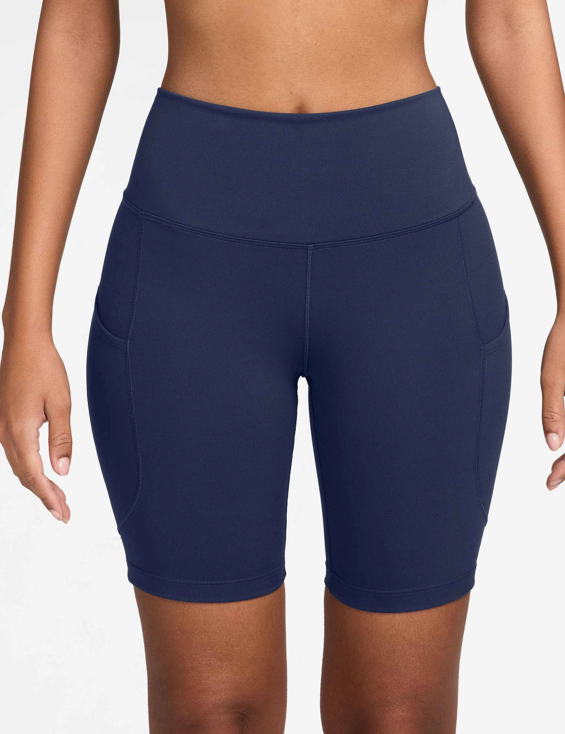 One High Waisted 8" Biker Shorts - Midnight Navy Wrinkle resistant fabric