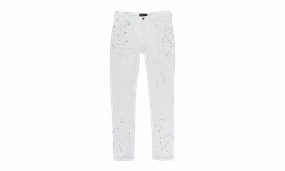 Earthy Rainy Day City Walk WHITE PAINT BLOWOUT SKINNY JEANS "White"