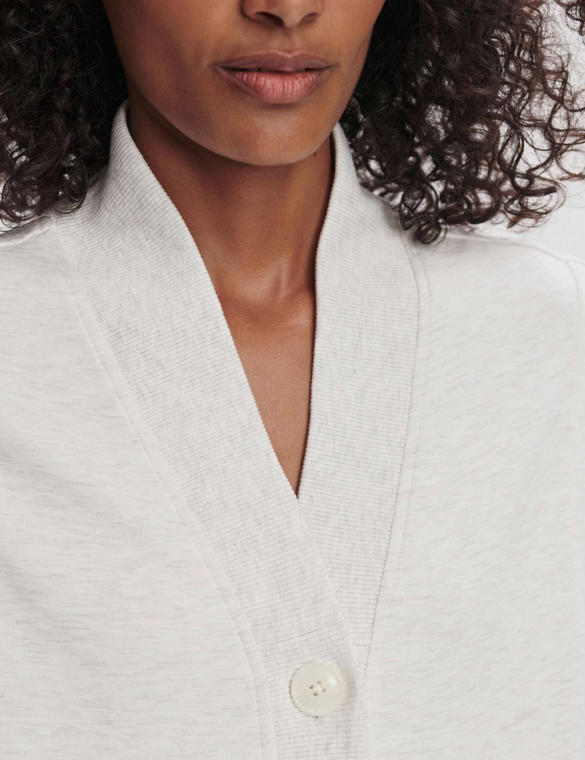 Vicky Button Gilet - Ivory Marl Windbreaker Inspired Fit
