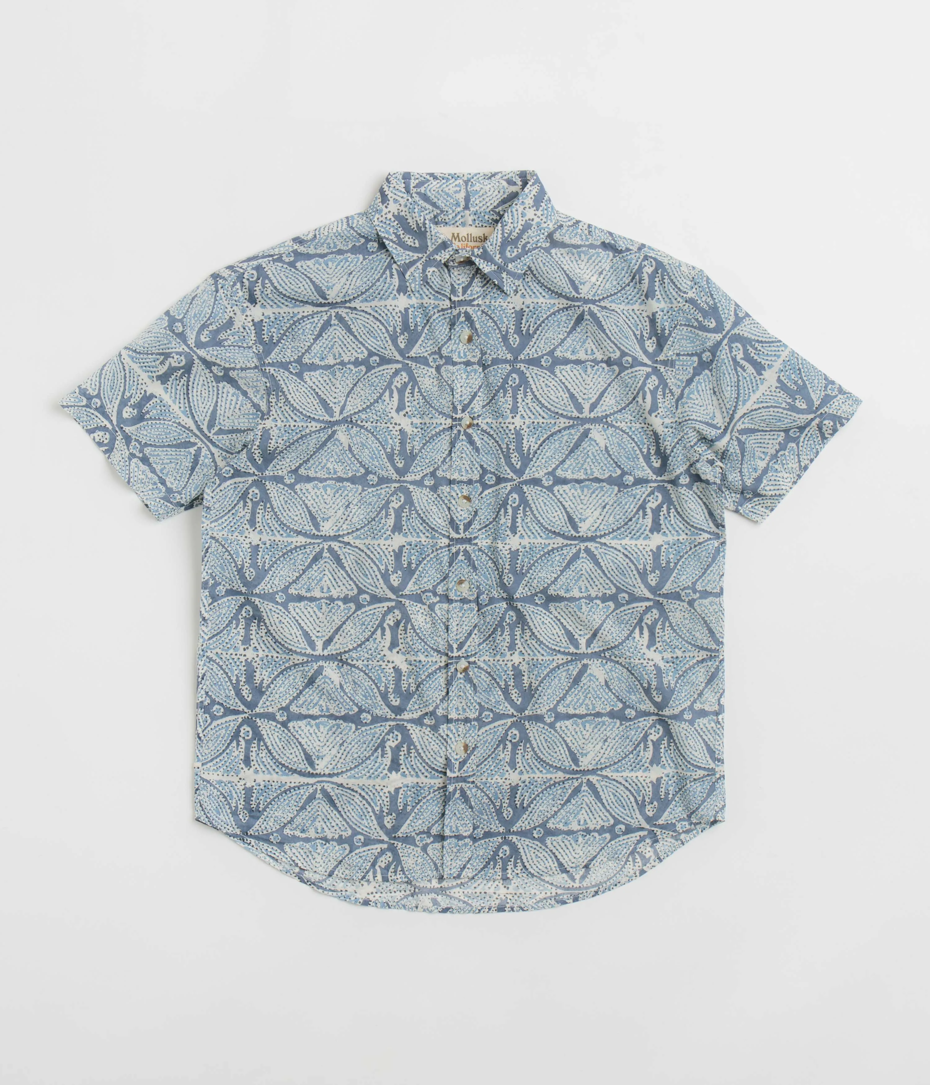 Ventilated Back Panel Mollusk Summer Shirt - Blue Flowers