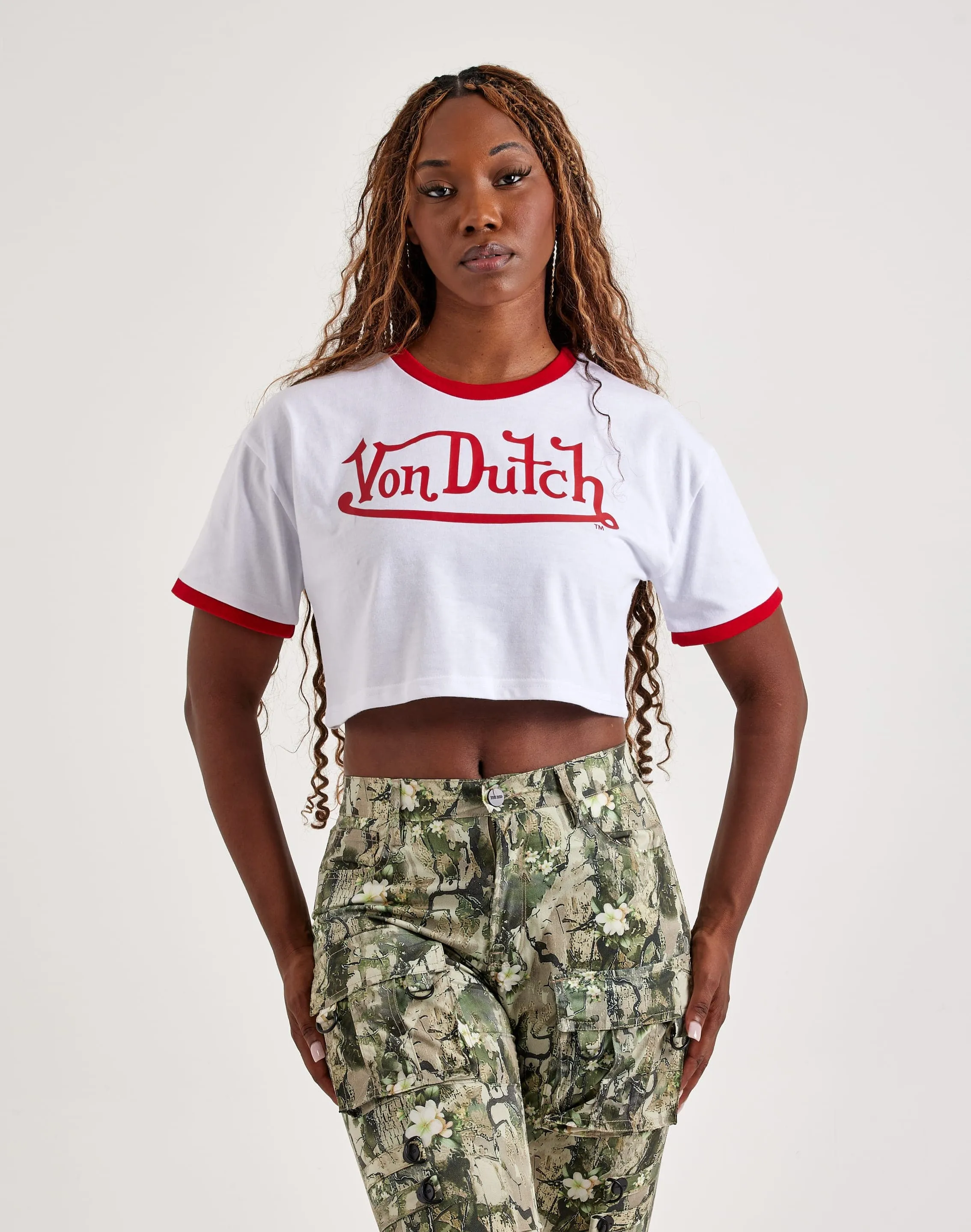 Von Dutch Signature Cropped Tee AntiPillingFabric Happy Core