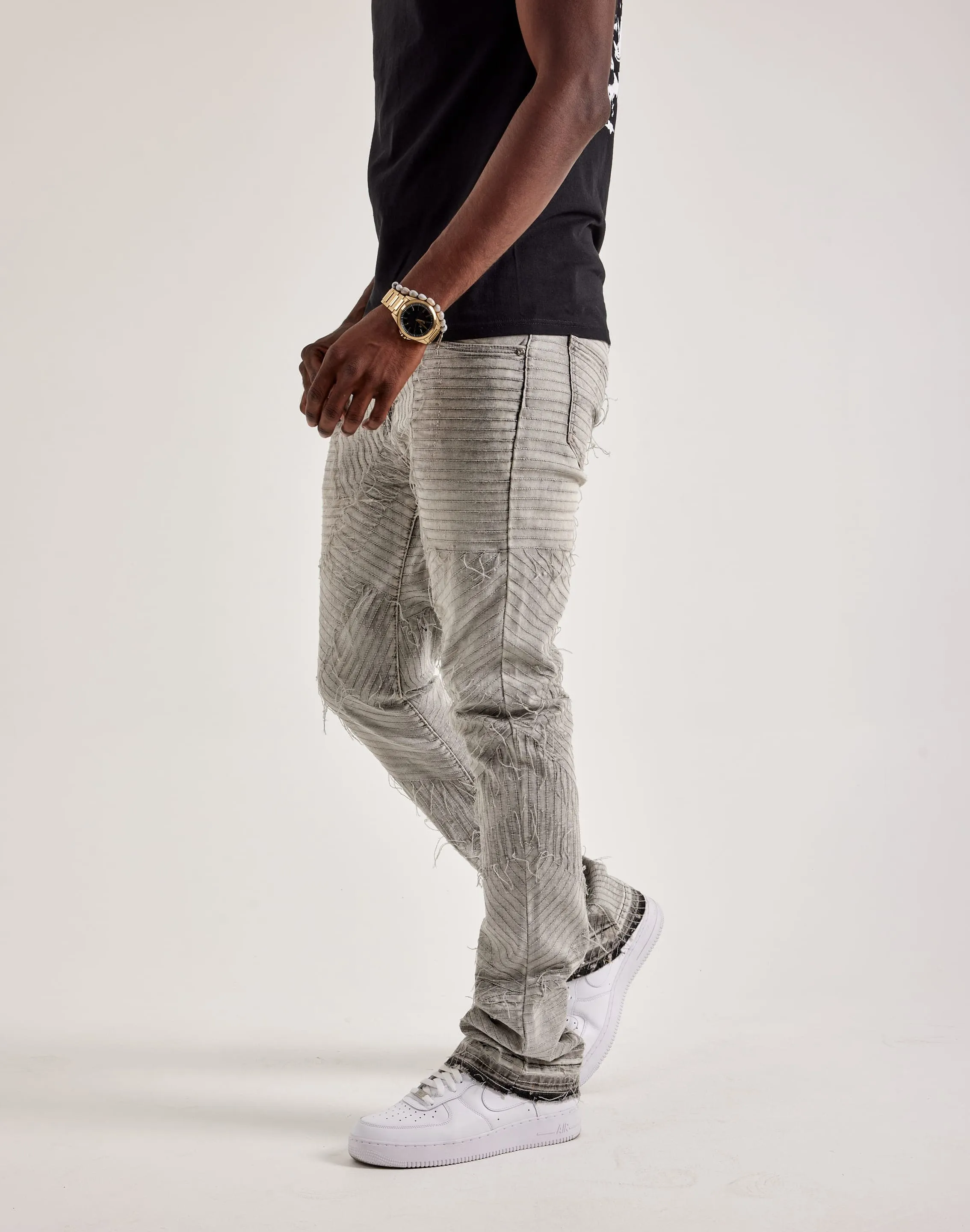 WAIMEA Geometric Frayed Jeans Open Glow