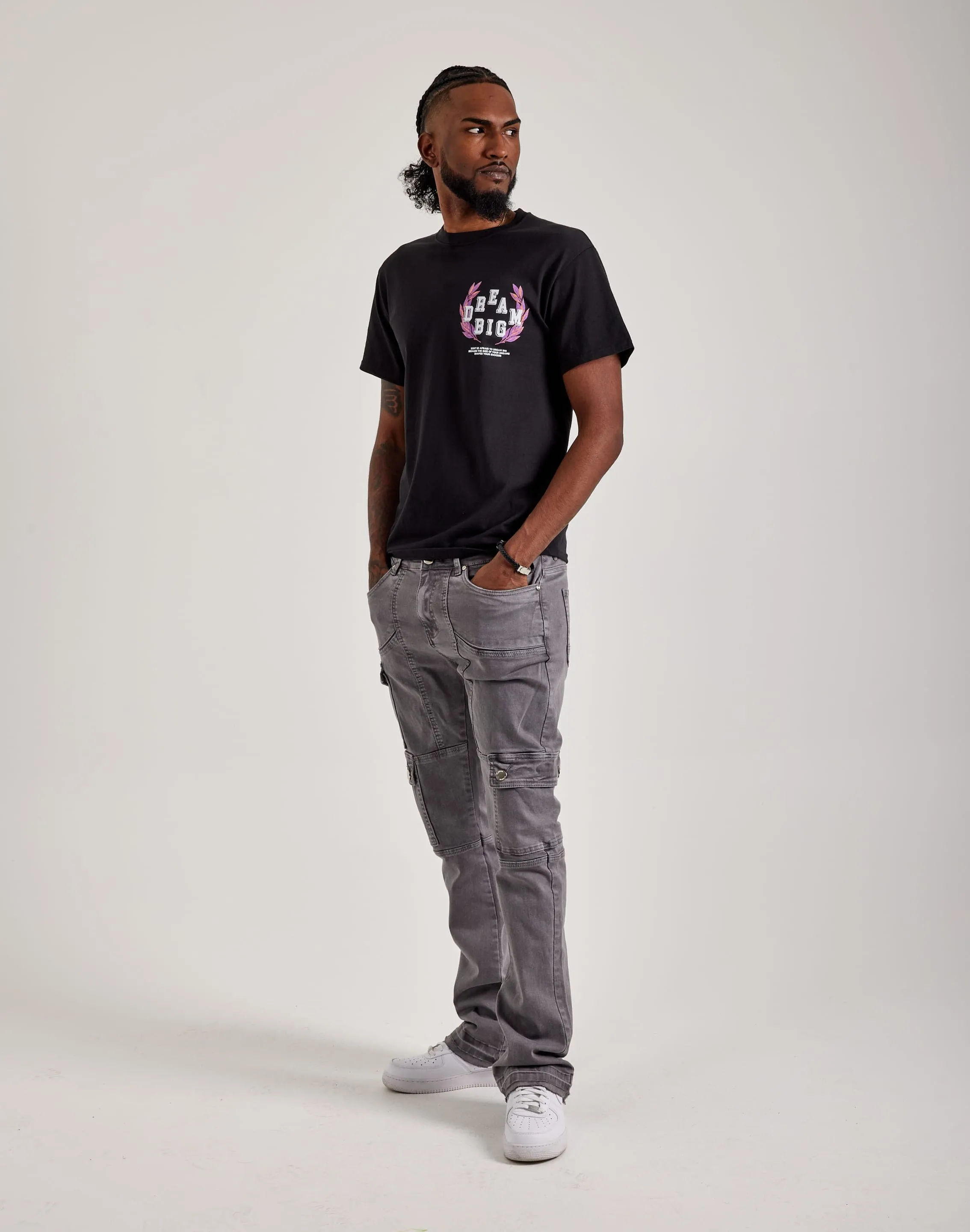 Reinforced Knees LowMaintenance WAIMEA Overdyed Stacked Cargo Jeans