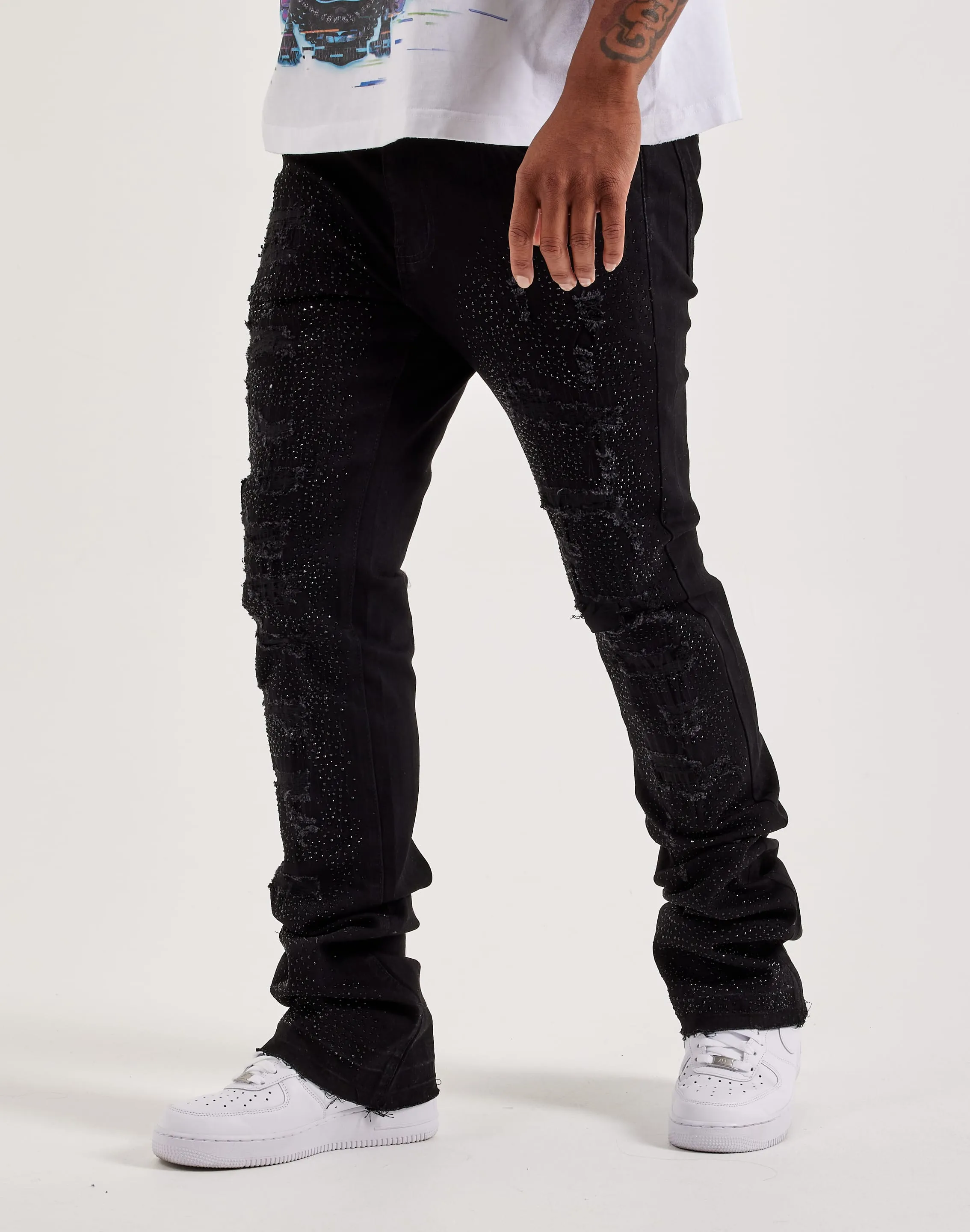 AI Core WAIMEA Stacked Rhinestone Jeans