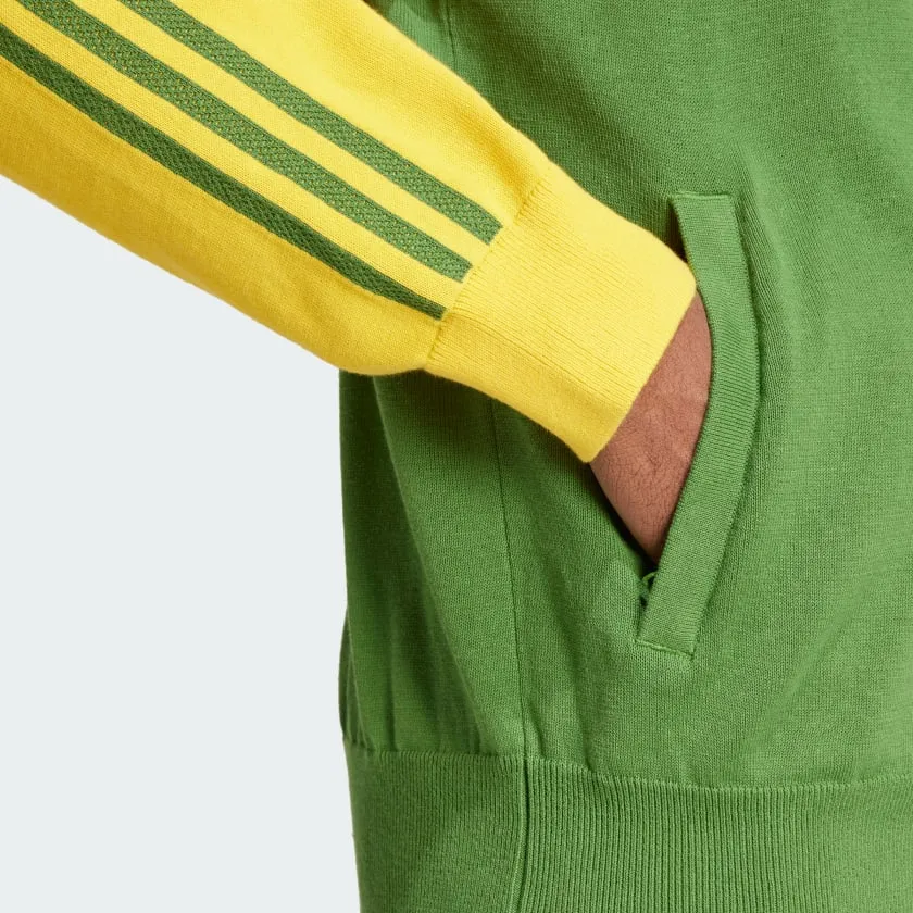 WALES BONNER X ADIDAS NYLON KNIT TRACK JAKCET - BOLD GOLD / CREW GREEN Code Soul Flexible Waistline