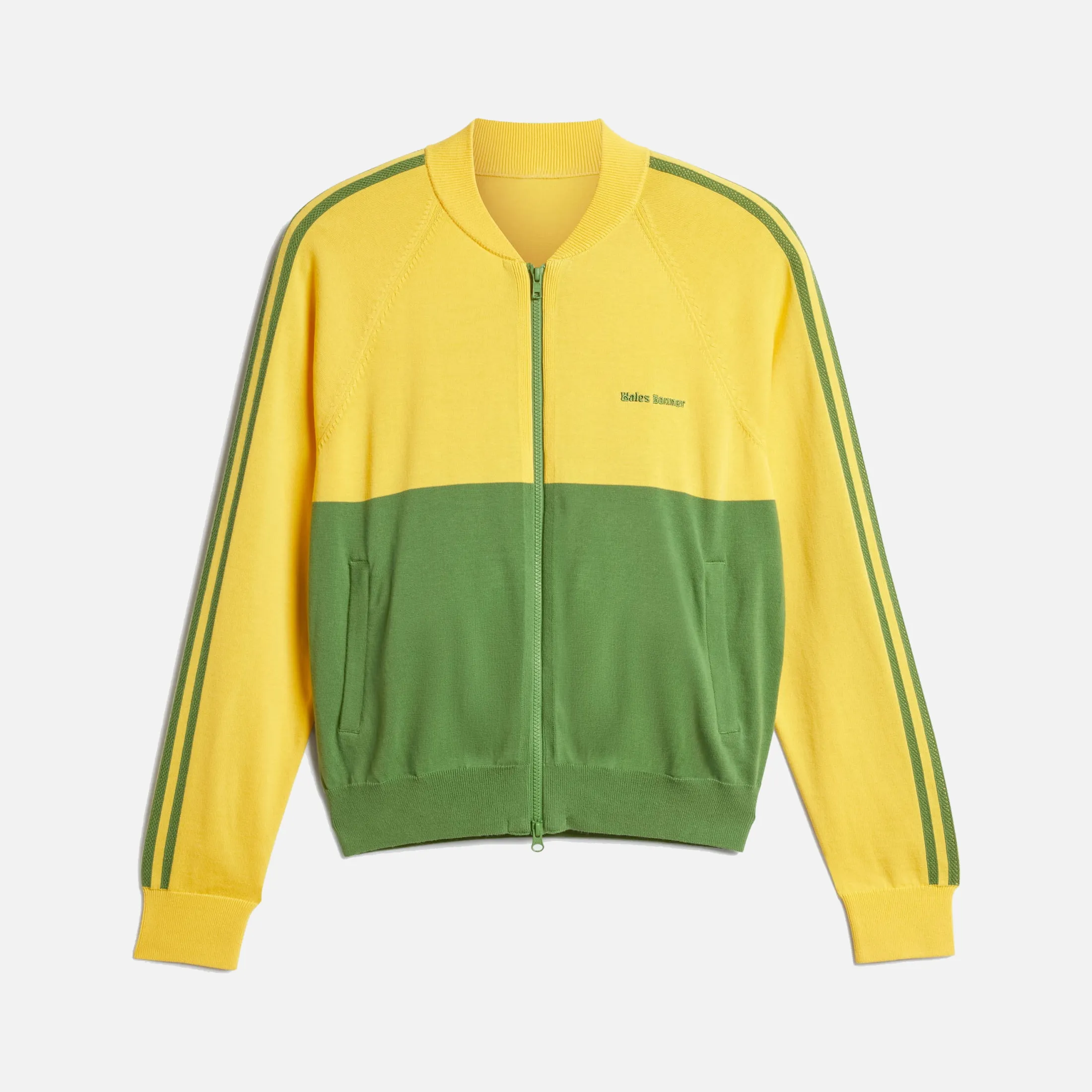 WALES BONNER X ADIDAS NYLON KNIT TRACK JAKCET - BOLD GOLD / CREW GREEN Fresh Glow