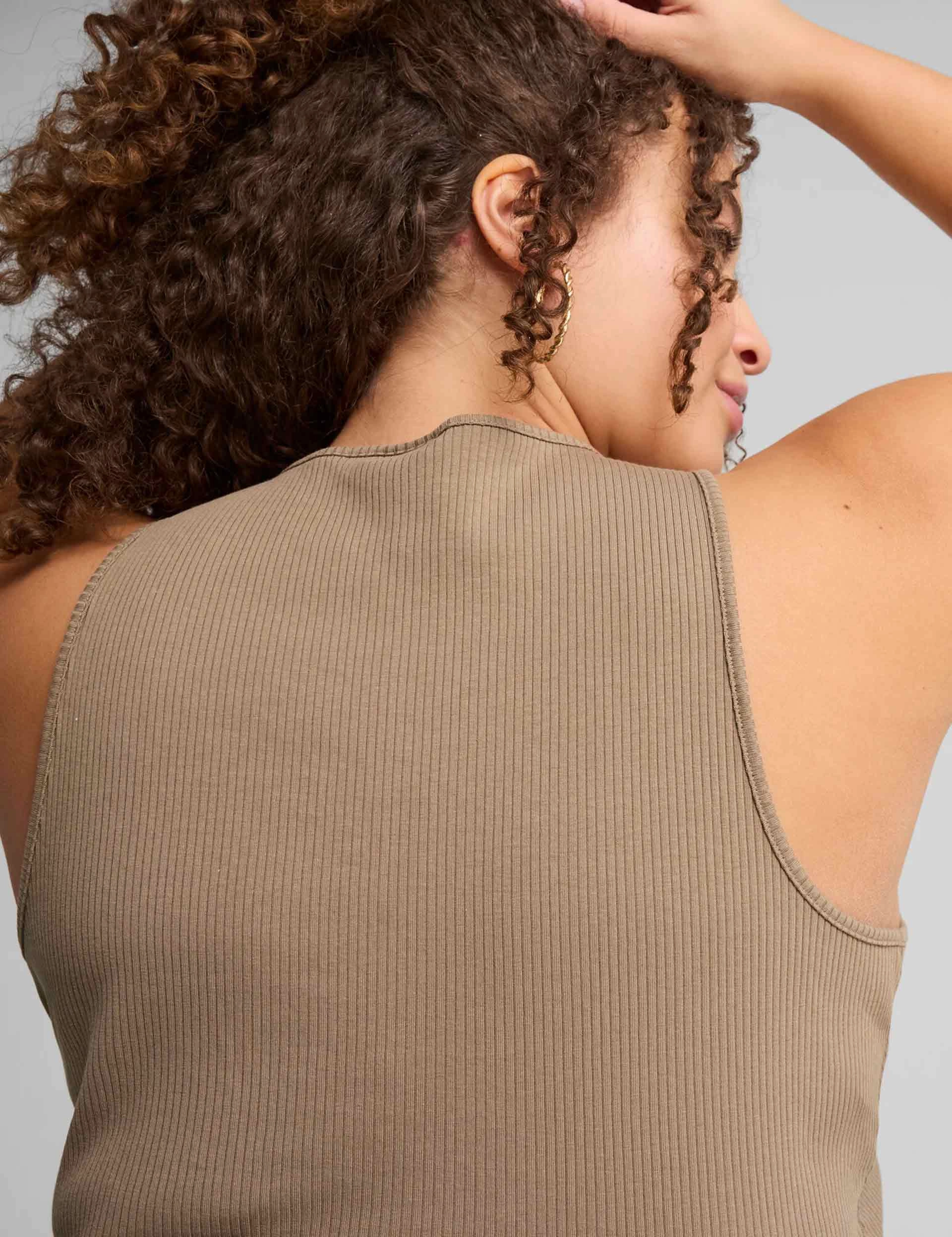 Wardrobe Ess Ribbed Crop Top - Totally Taupe Anti Chafe Technology