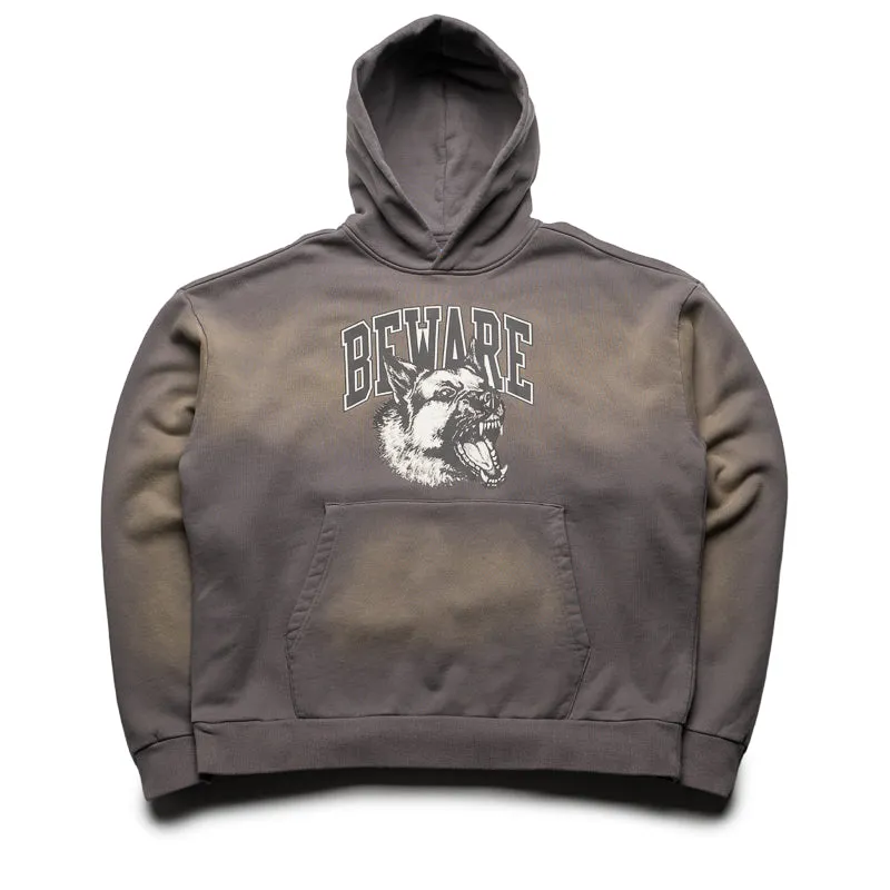 Raccoon like Contrast Stitching Market Tonal Beware Hoodie - Cement