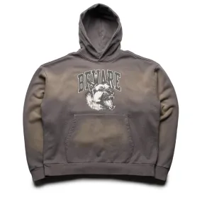 Raccoon like Contrast Stitching Market Tonal Beware Hoodie - Cement