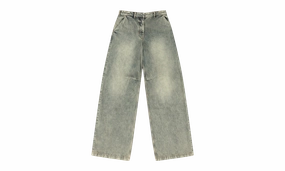 Abrasion Resistance Core Layer Washed Denim Jeans Surface Wave "Blue"