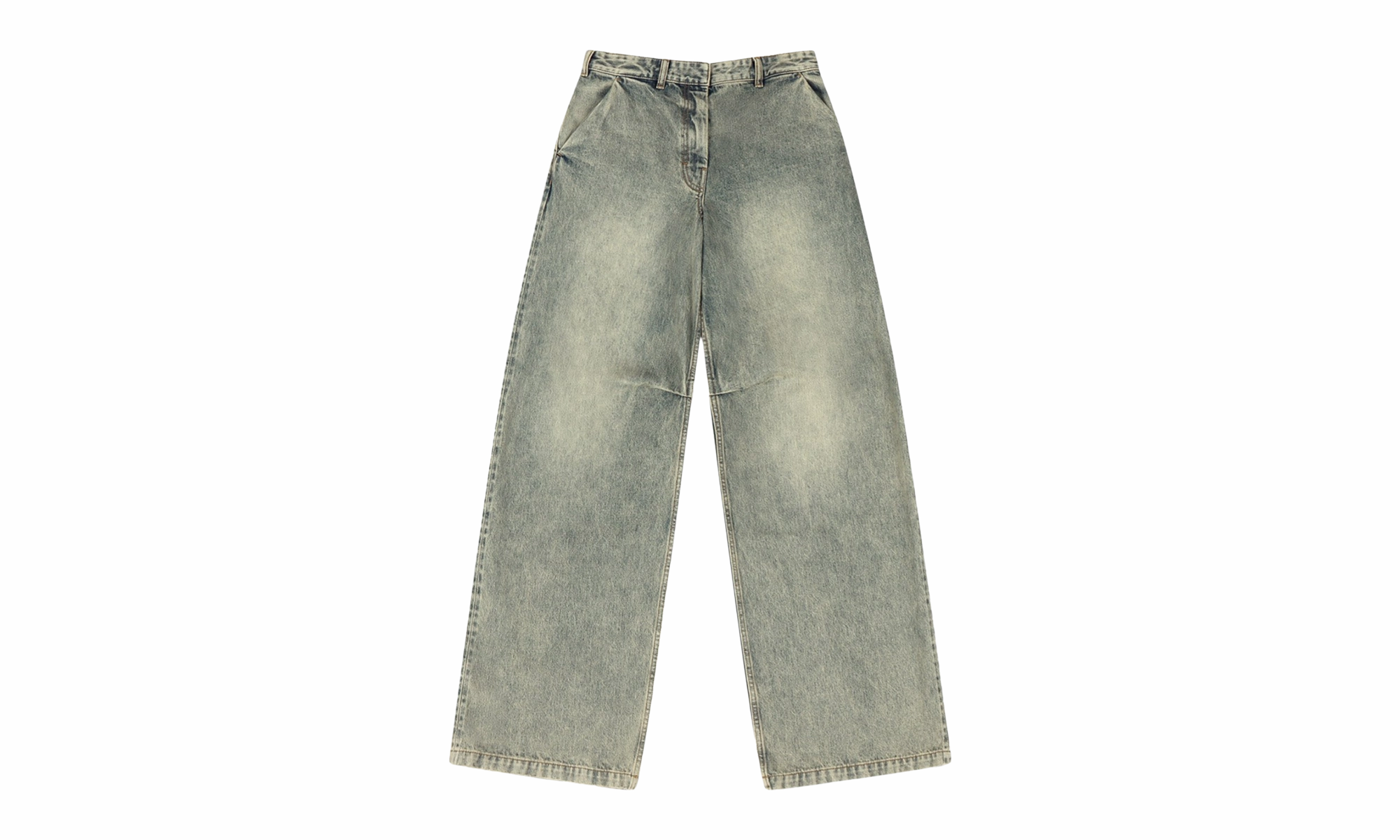 Abrasion Resistance Core Layer Washed Denim Jeans Surface Wave "Blue"