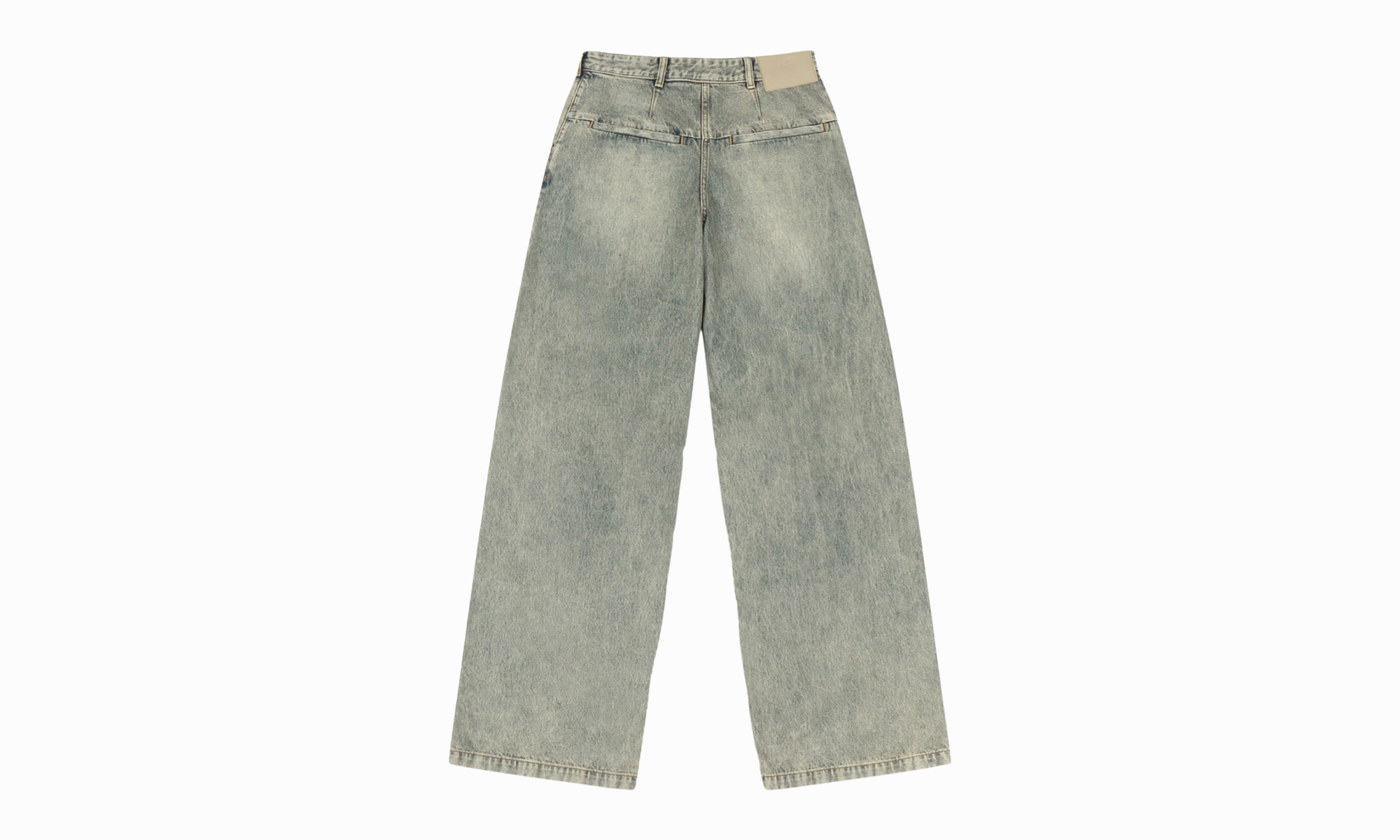 High Waist Washed Denim Jeans Surface Wave "Blue"