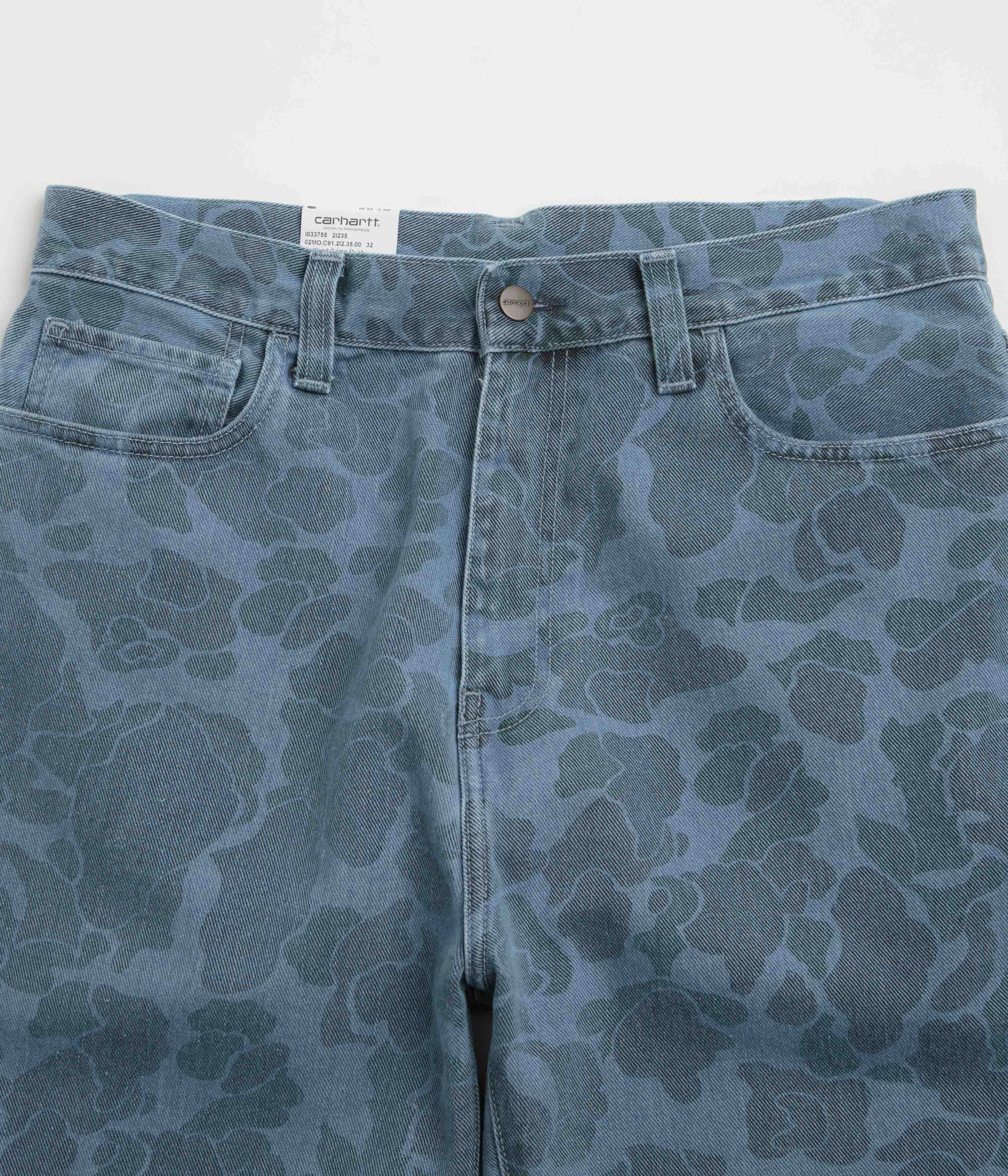 High Waist Stretch Street Style Carhartt Duck Landon Pants - Camo Duck / Blue Bleached