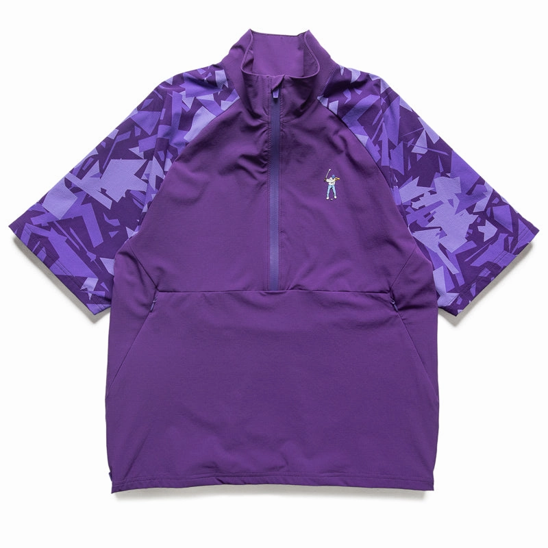 Eastside Golf 1/2 Zip Nylon Wind Shirt - Violet Adjustable Drawstrings Hooded Version
