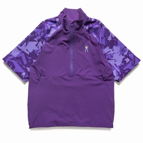Eastside Golf 1/2 Zip Nylon Wind Shirt - Violet Adjustable Drawstrings Hooded Version