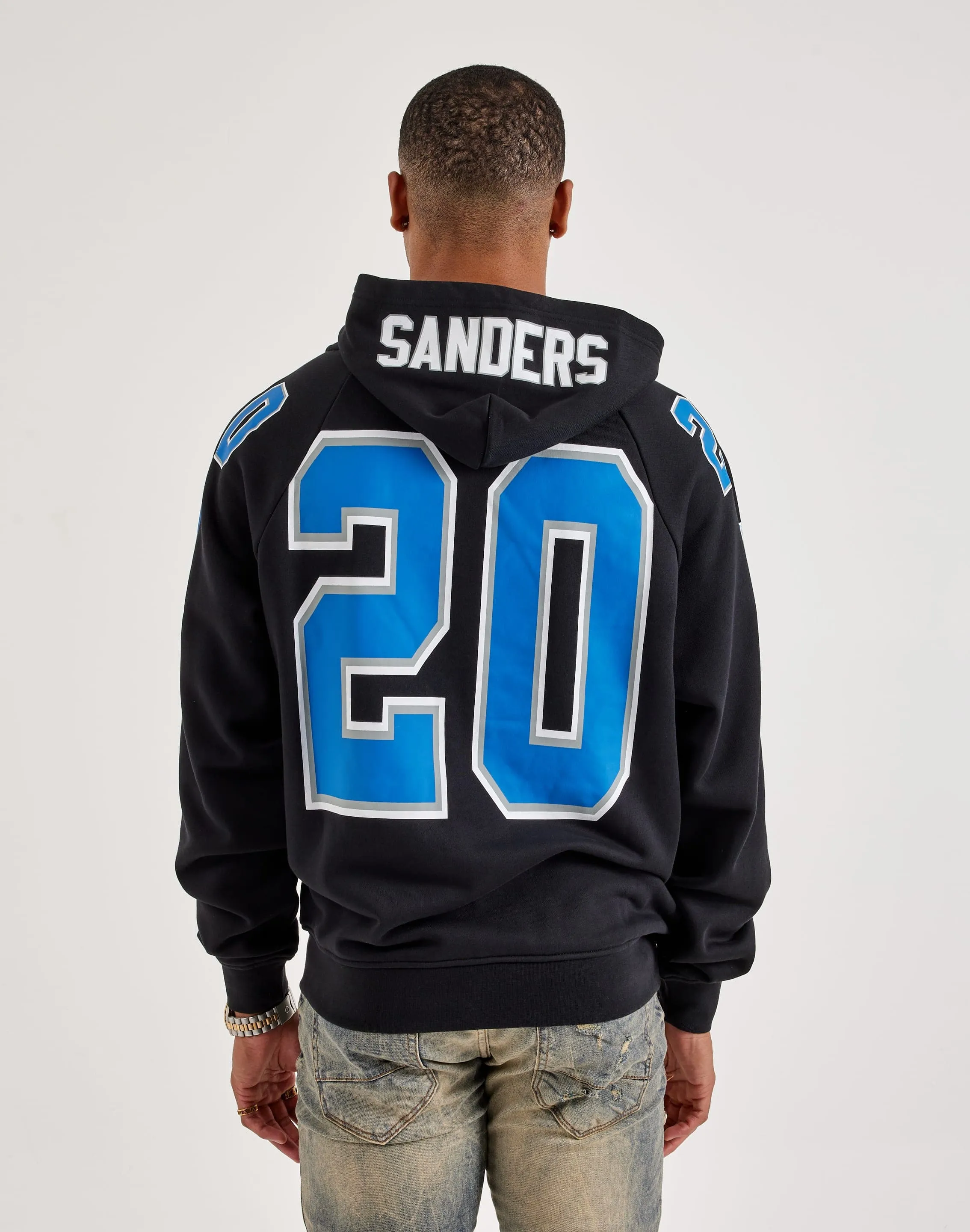 Star Light Mitchell & Ness NFL Maxxed Out Raglan Lions Barry Sanders Fleece Hoodie