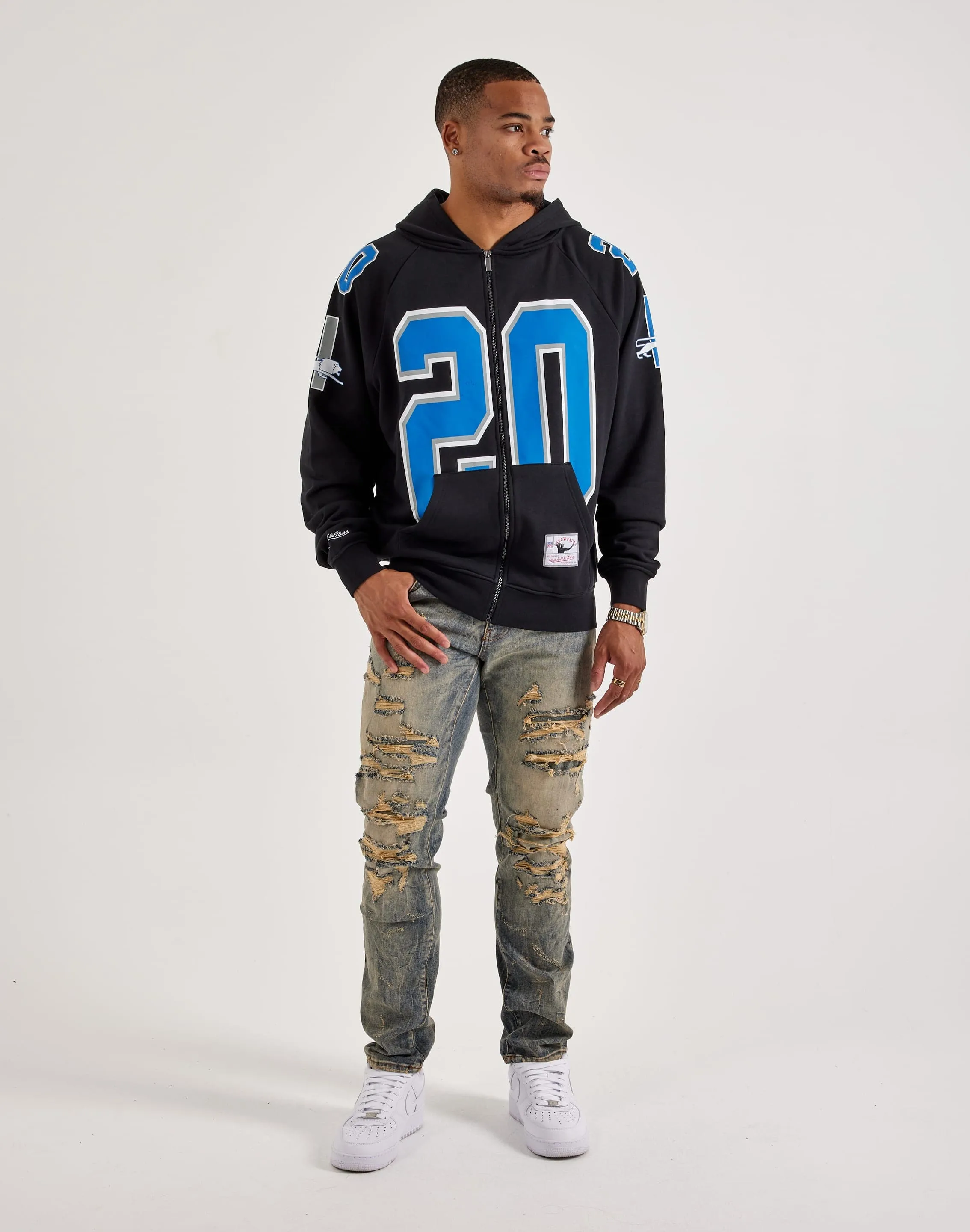 Mitchell & Ness NFL Maxxed Out Raglan Lions Barry Sanders Fleece Hoodie Road Soul