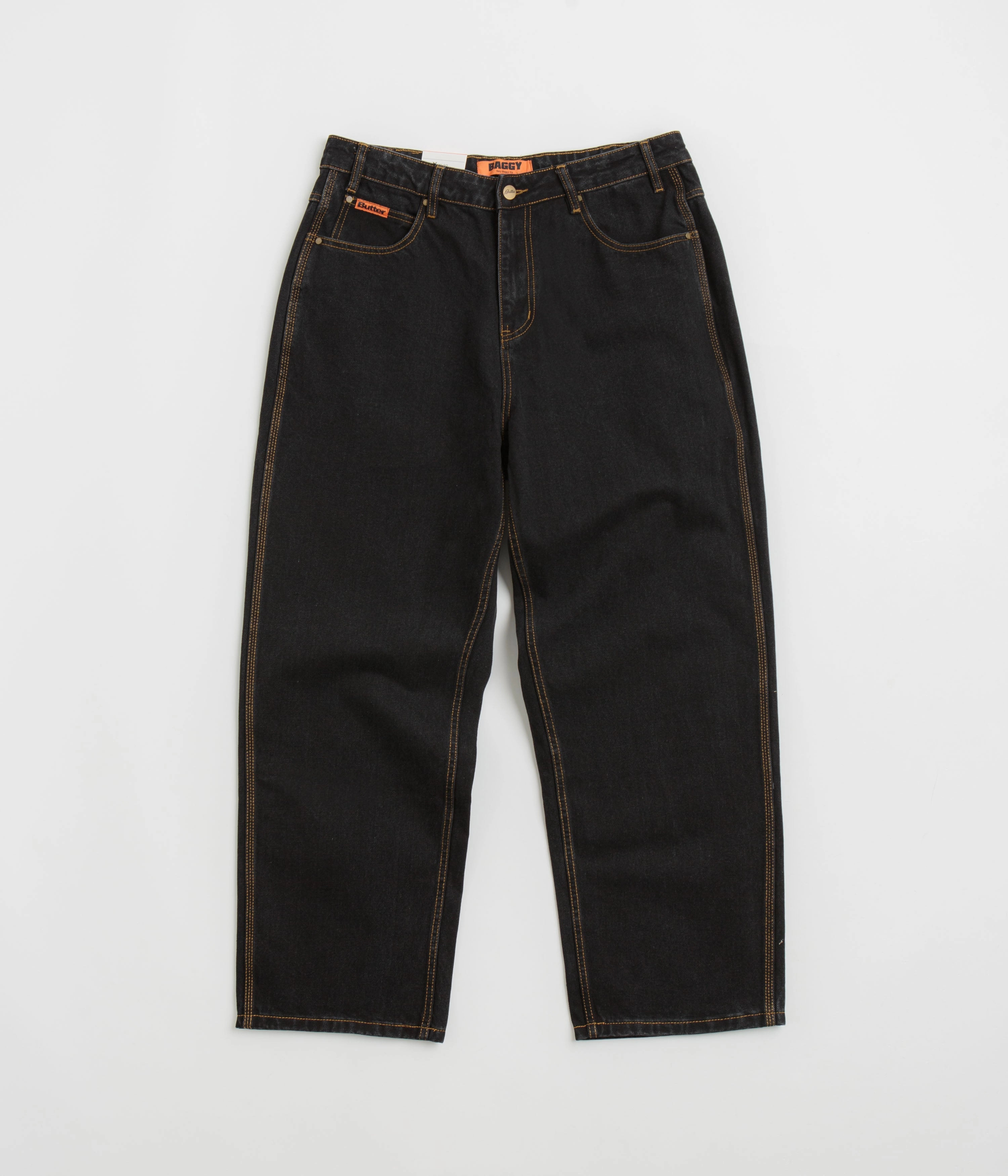 Butter Goods Baggy Jeans - Washed Black / Black High Durability Thread