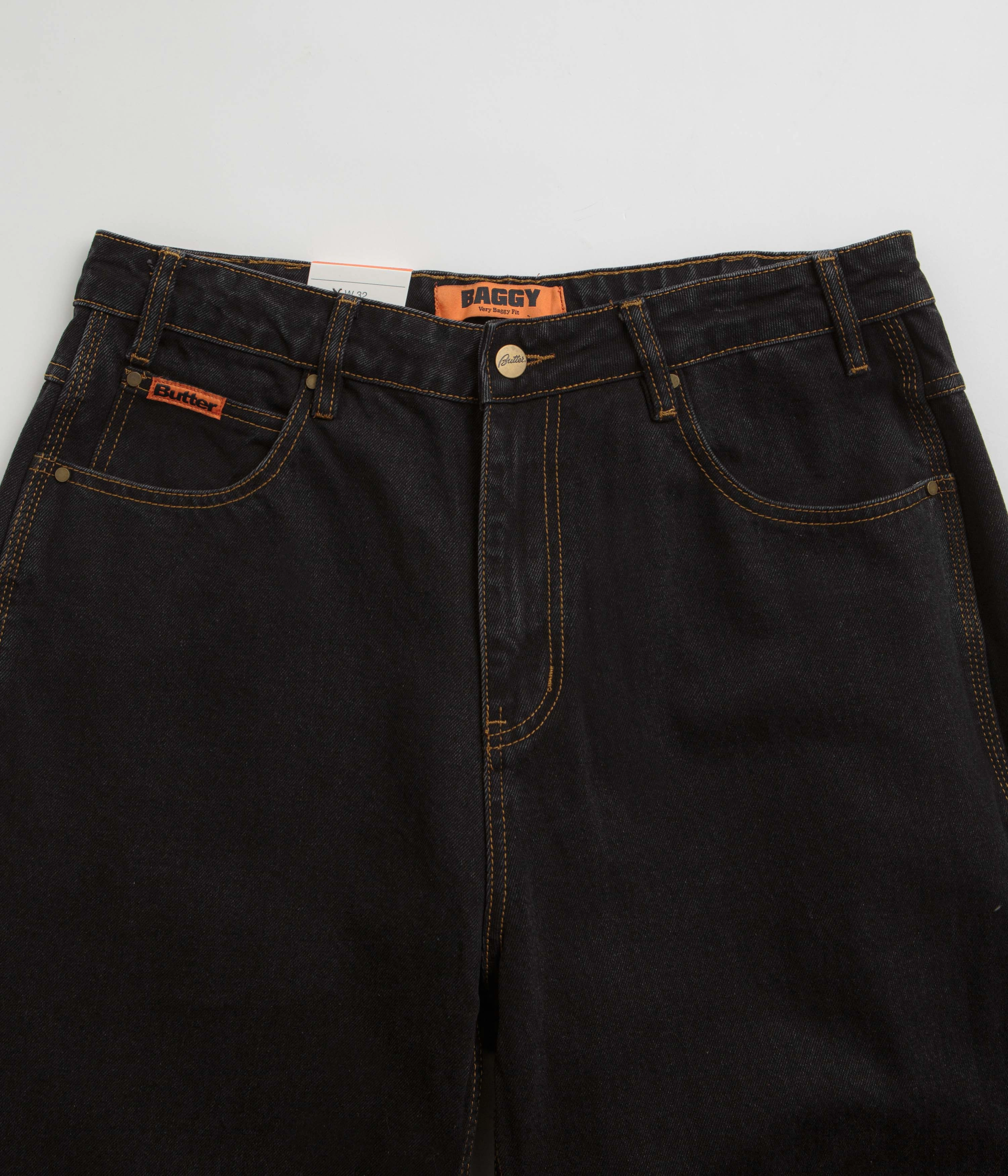 Rayon drape Butter Goods Baggy Jeans - Washed Black / Black