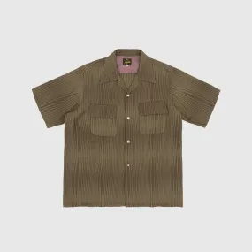 WAVE STRIPE JQ. S/S CLASSIC SHIRT Zip Front Soft Texture
