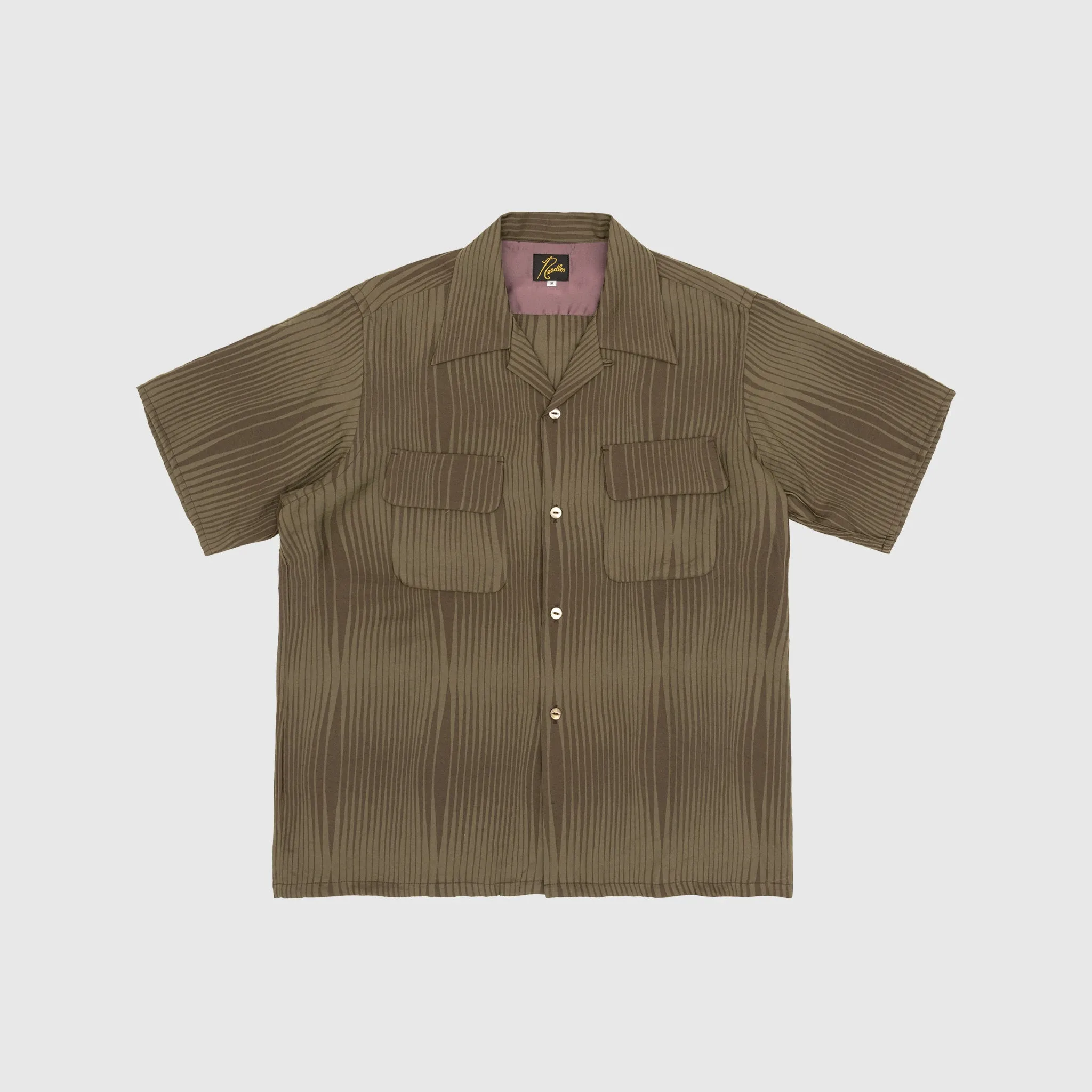 WAVE STRIPE JQ. S/S CLASSIC SHIRT Zip Front Soft Texture