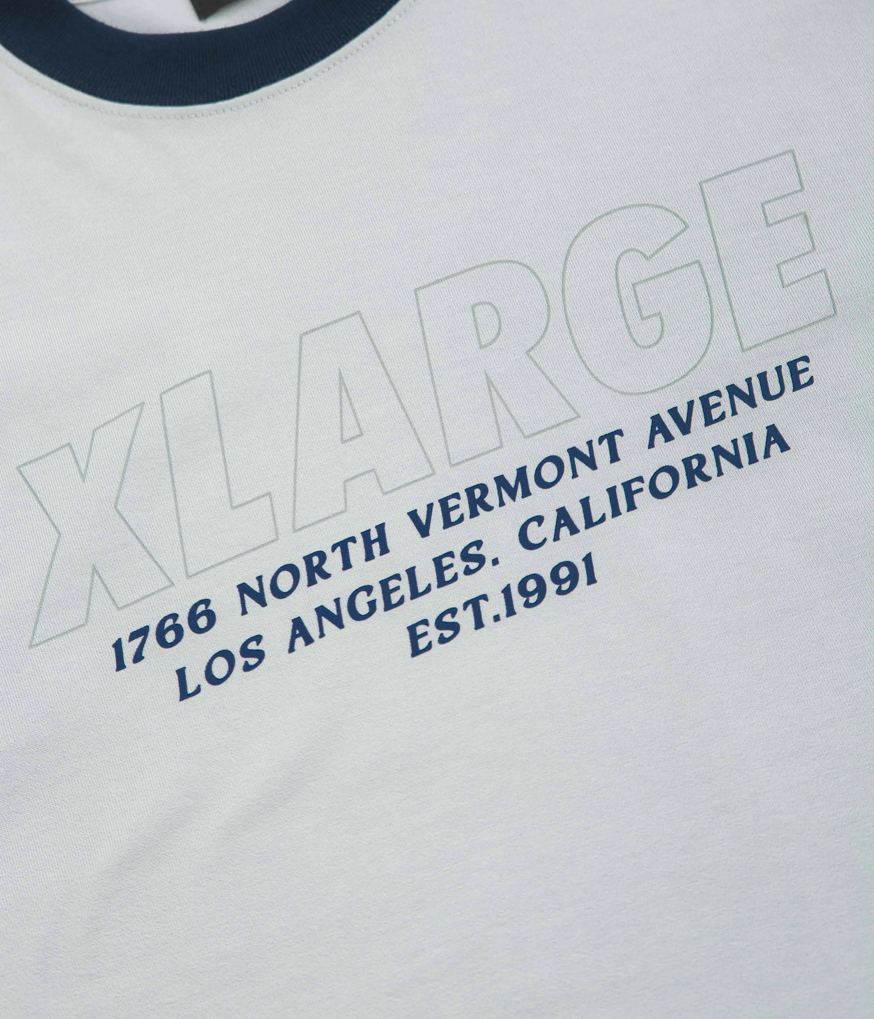 XLarge Store Address Ringer T-Shirt - Grey Cropped snap