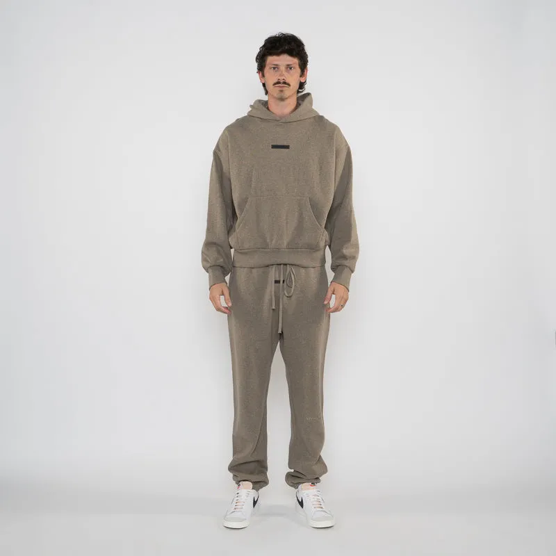 Wallaby like Flexible Hood Fear Of God Essentials Classic Fit Fleece Hoodie - Homestead Heather