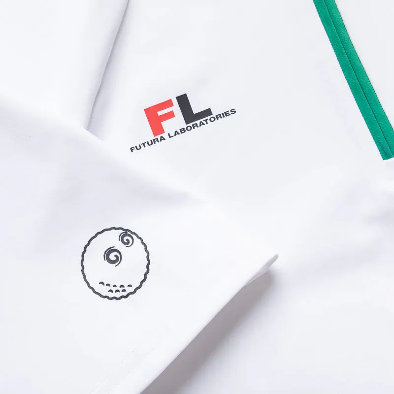 Sophisticated Elegance Futura Laboratories x Malbon Golf Zip Raglan Blade Polo - White