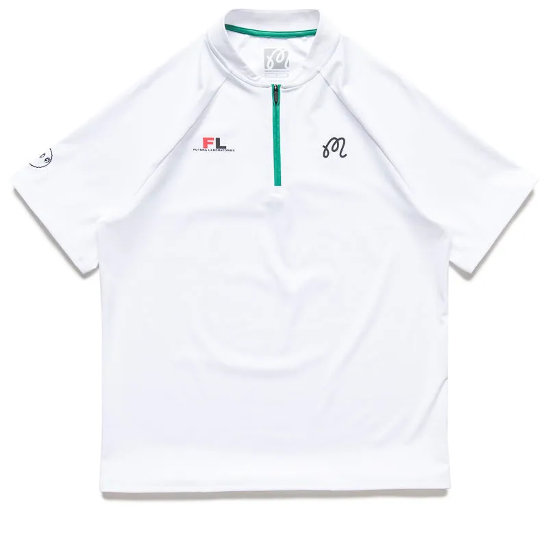 Futura Laboratories x Malbon Golf Zip Raglan Blade Polo - White Lightweight Material Cocktail Event