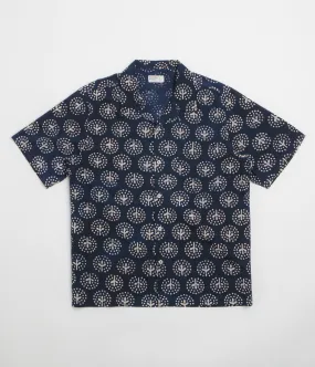 Universal Works Road Shirt - Navy / Magic Circle family gathering Patterned Design