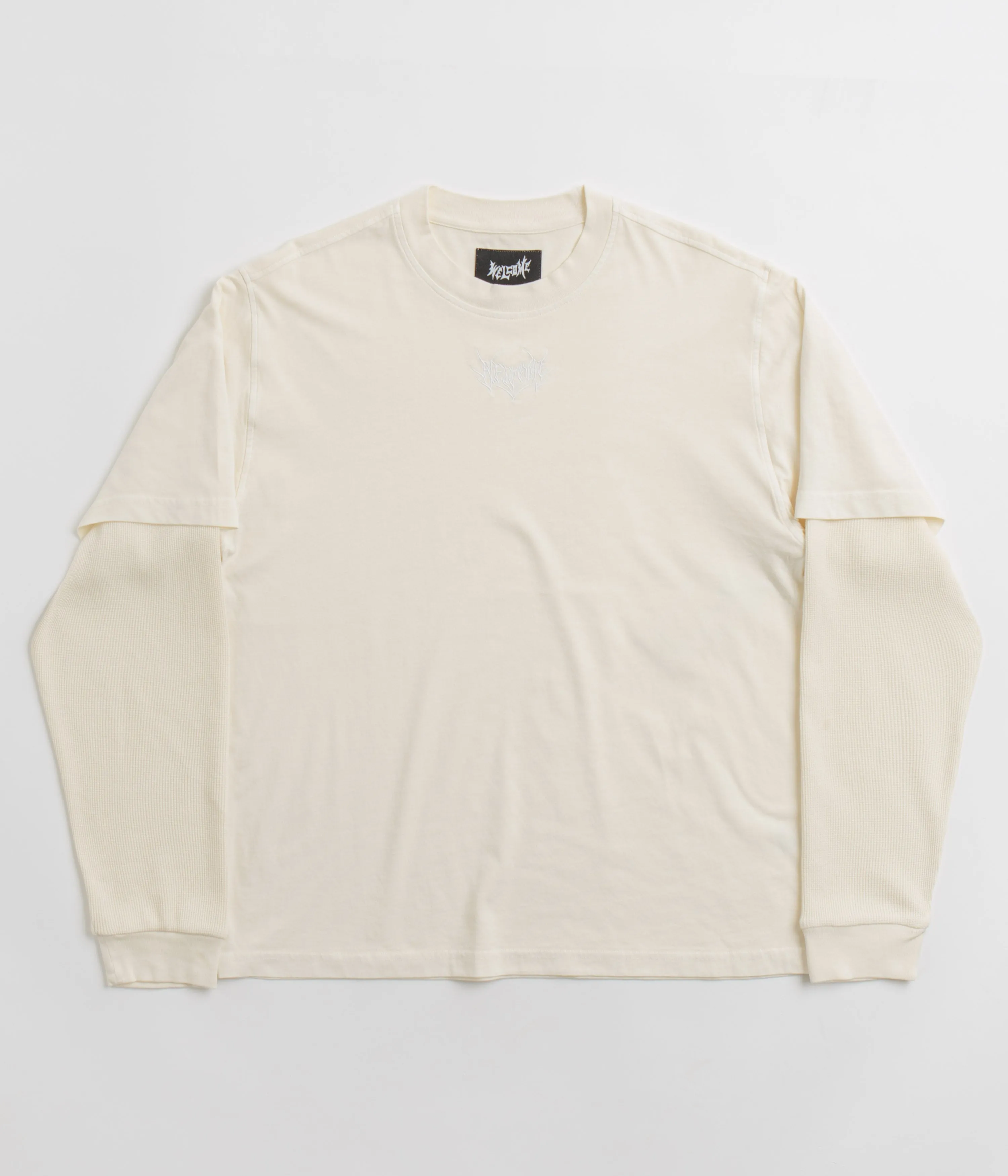 Welcome Shard Layered Knit Long Sleeve T-Shirt - Bone ruffles