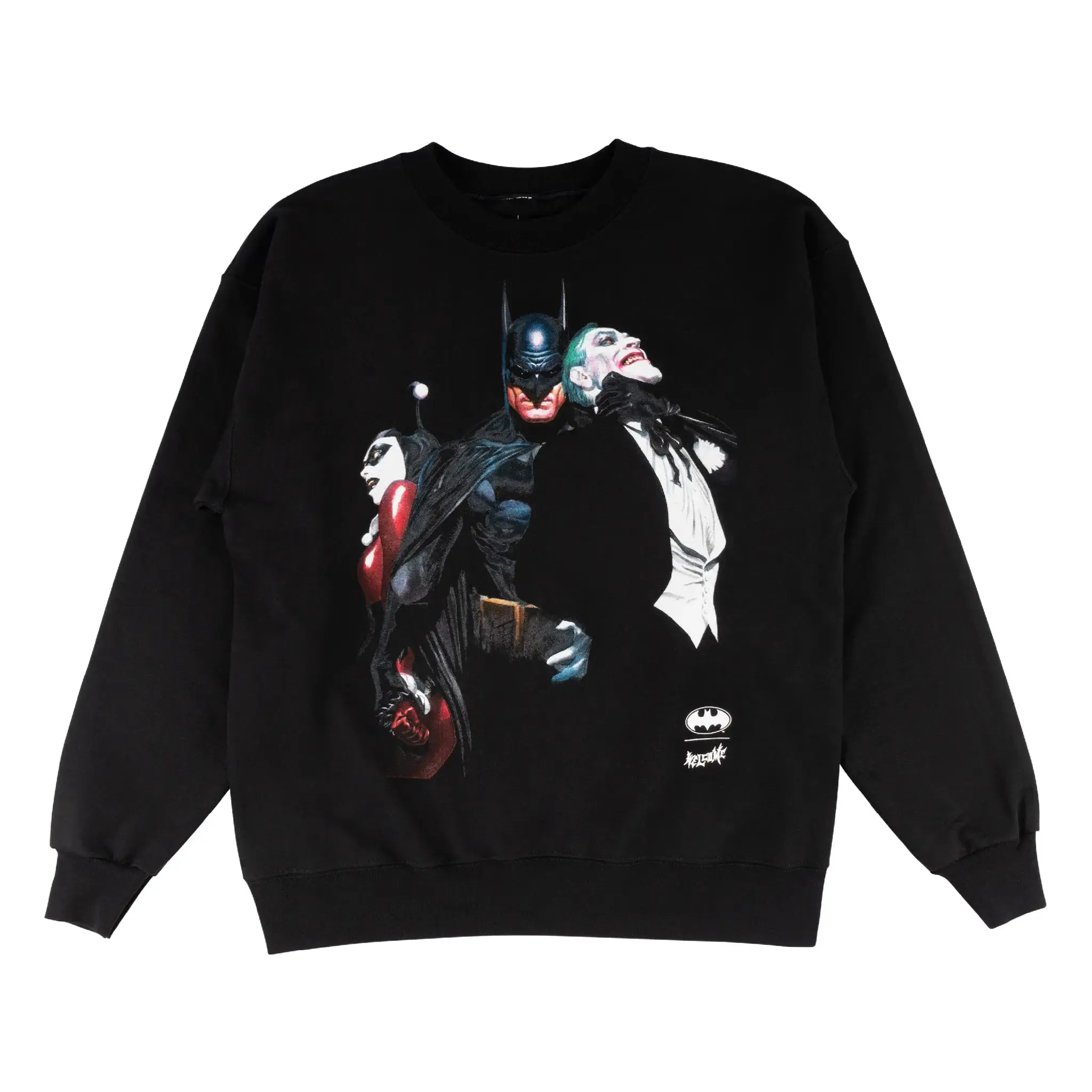 Urban Relaxed surfing suitable Welcome Skateboards Harley & Joker Crew Sweatshirt - Black