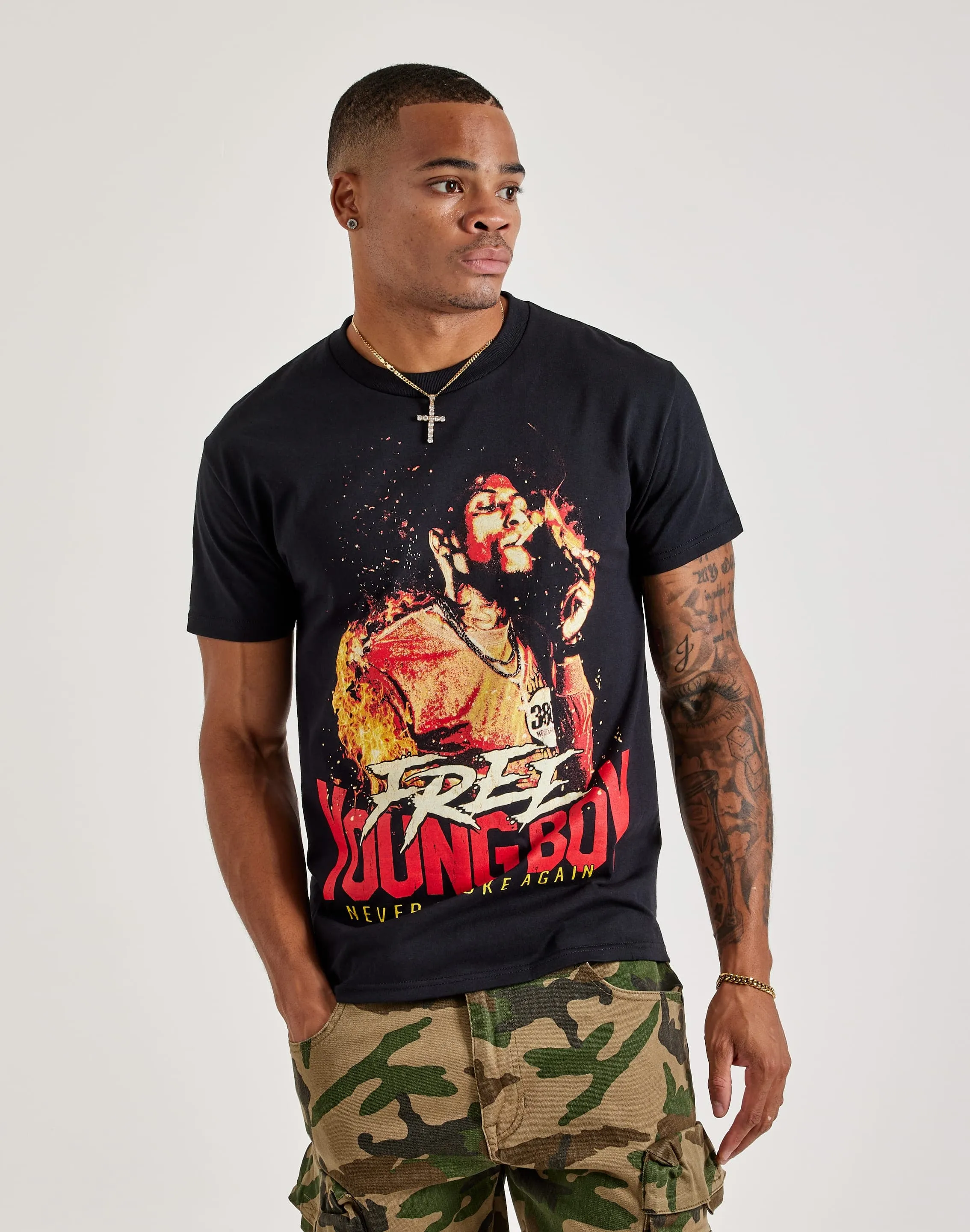 WESTSIDE MERCHANDISING LLC Free Youngboy Tee Clean Cut Recycled Polyester Blend