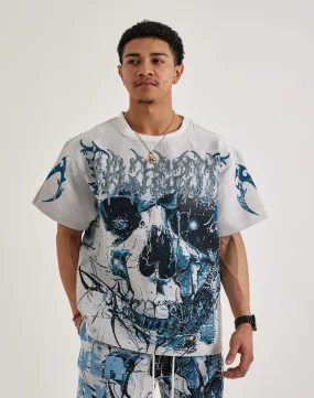 Majestik Skull Face Tapestry Tee Green Soul