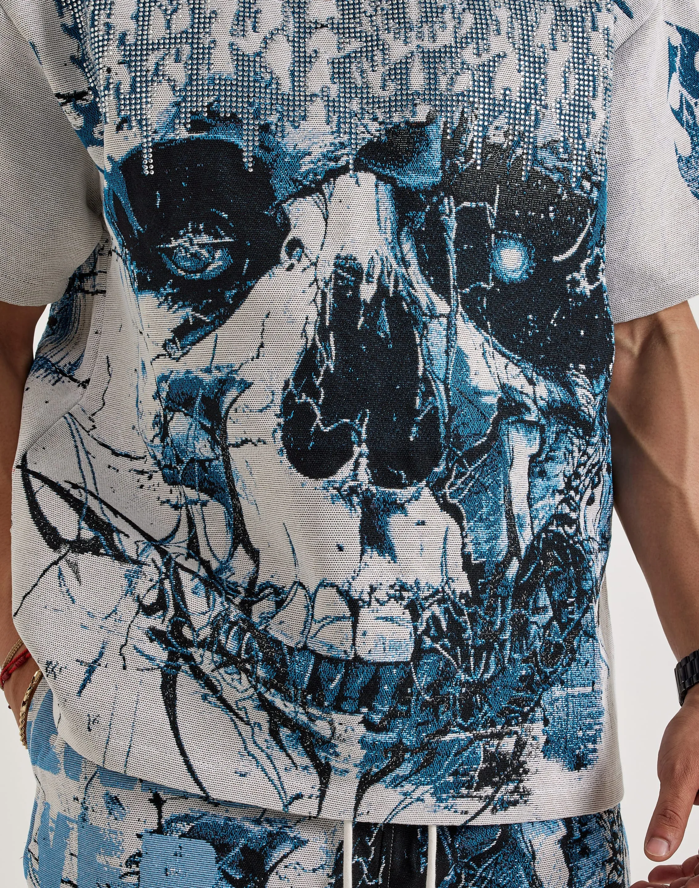 Urban Chic Luxury Core Majestik Skull Face Tapestry Tee