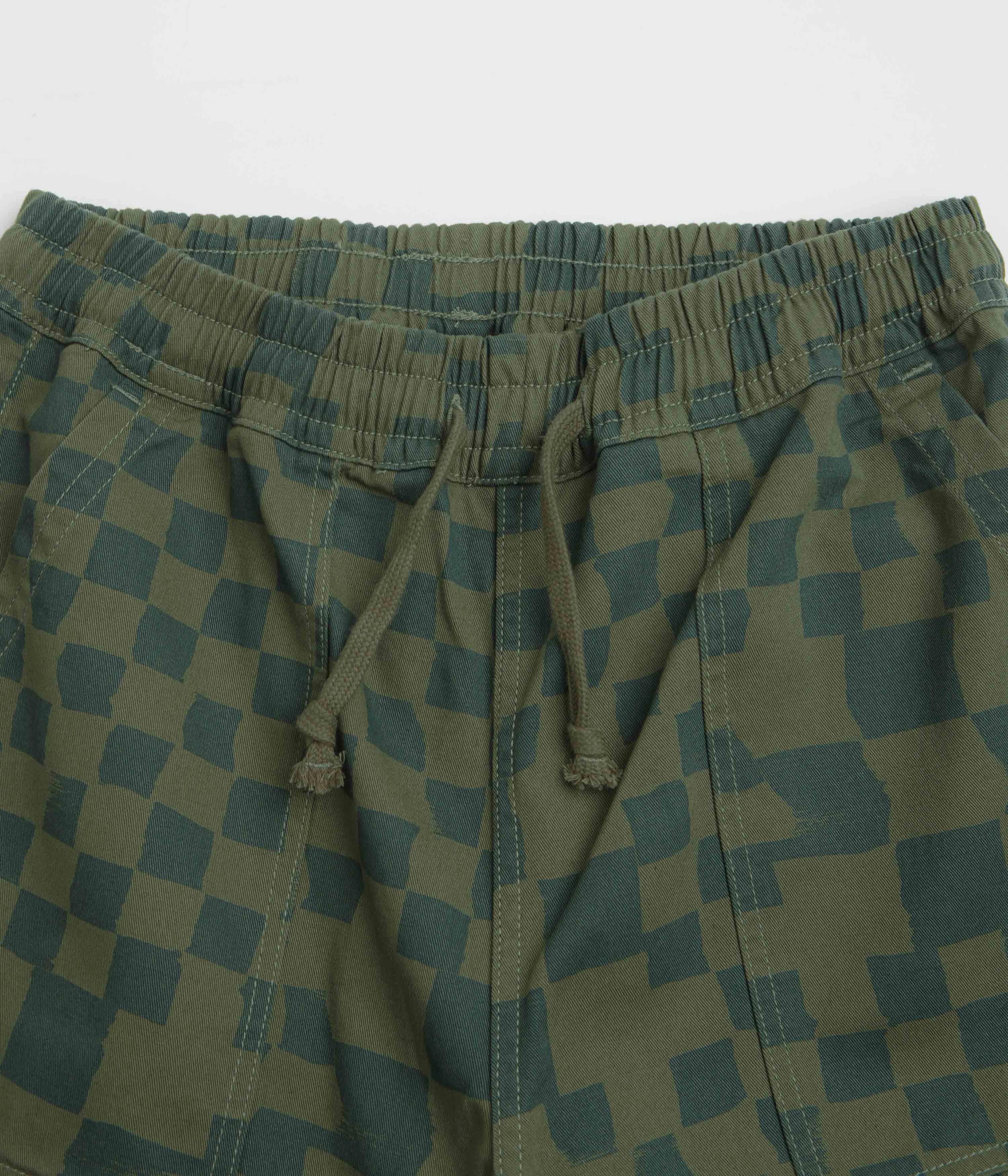 dungarees Service Works Printed Chef Shorts - Olive Checker