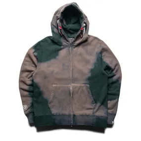 Side Slit A Bathing Ape Hand Dye Shark Full Zip Hoodie - Green