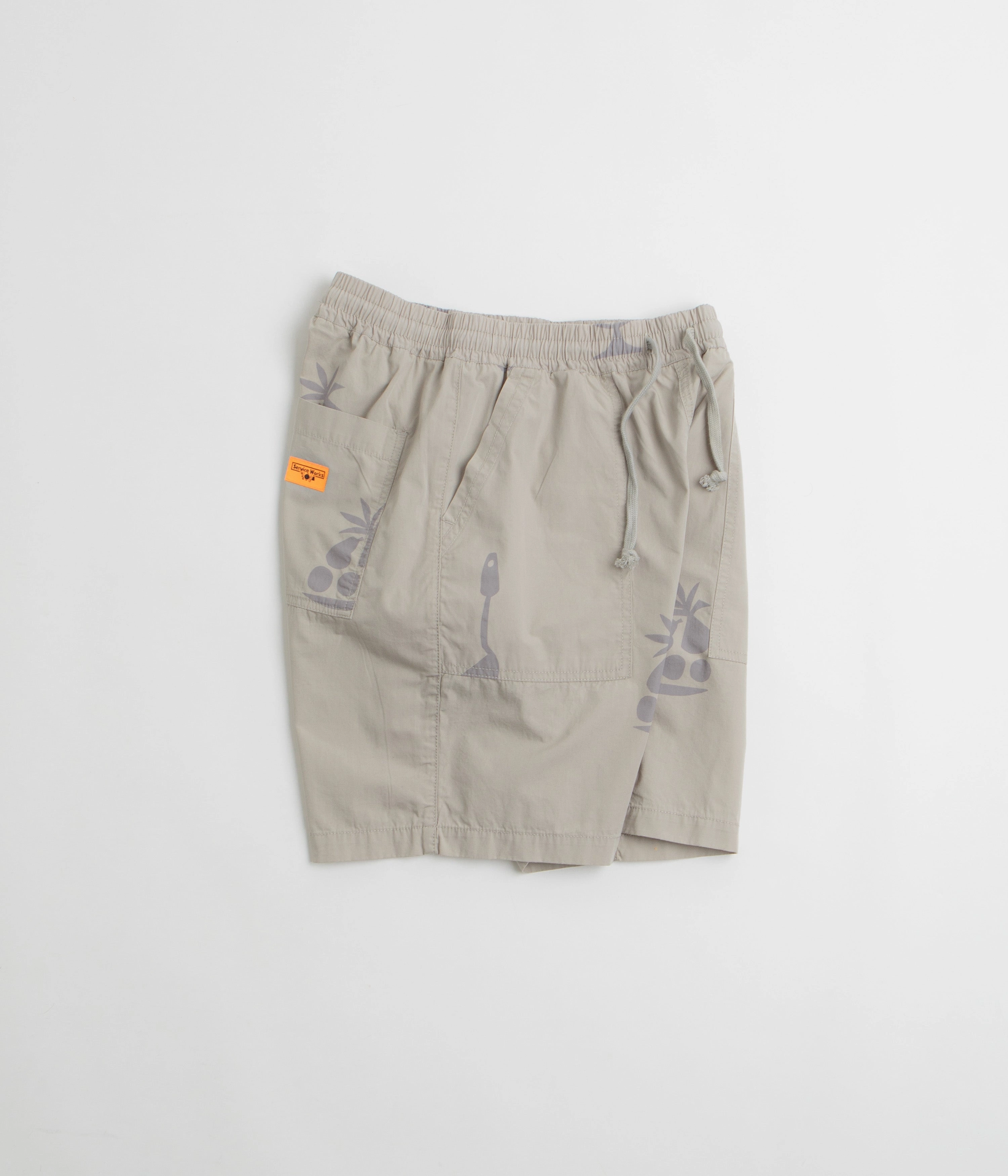 compression support Relaxed Movement Service Works Poplin Printed Chef Shorts - Stone