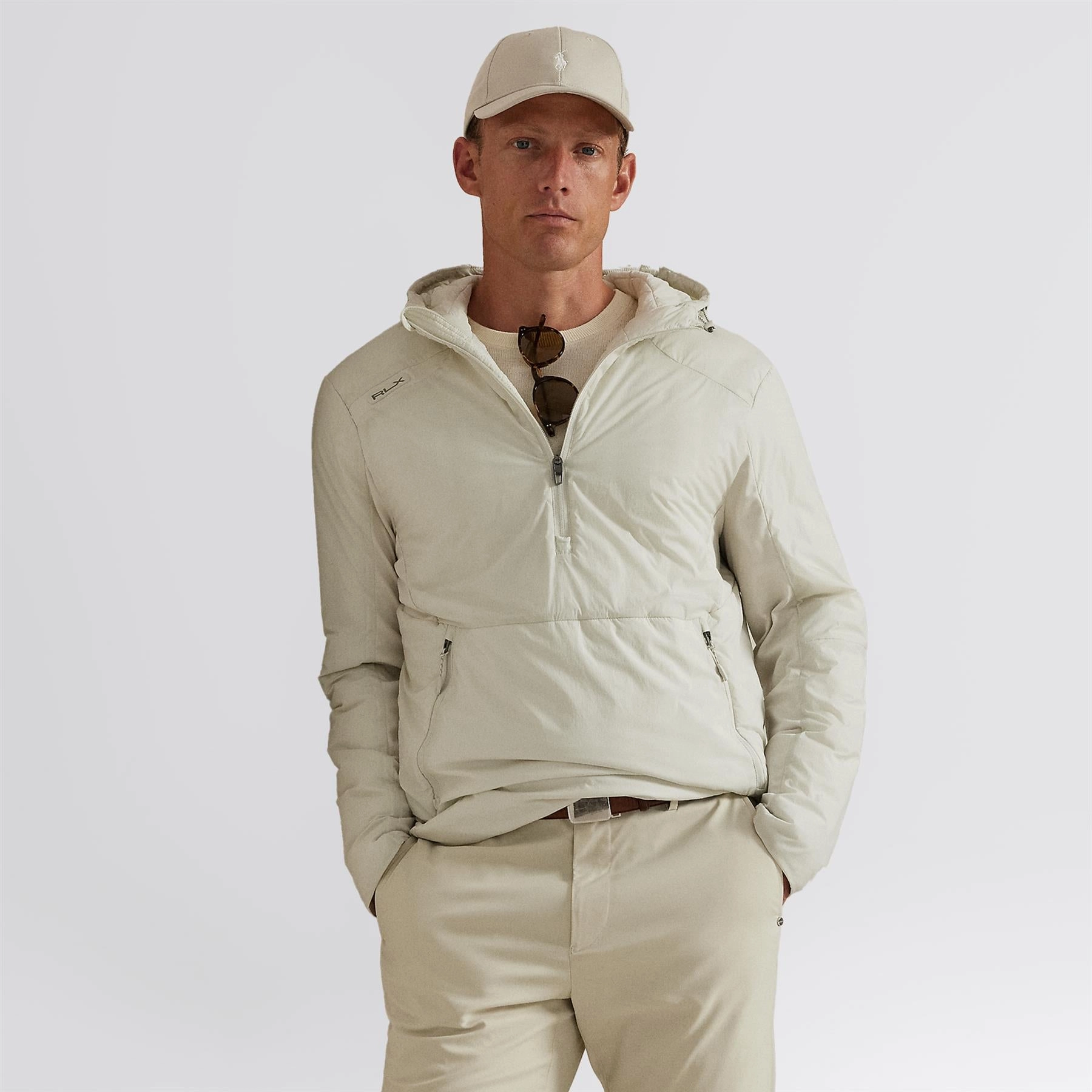 Crush RLX Hooded Half Zip Jacket Stone Pebble