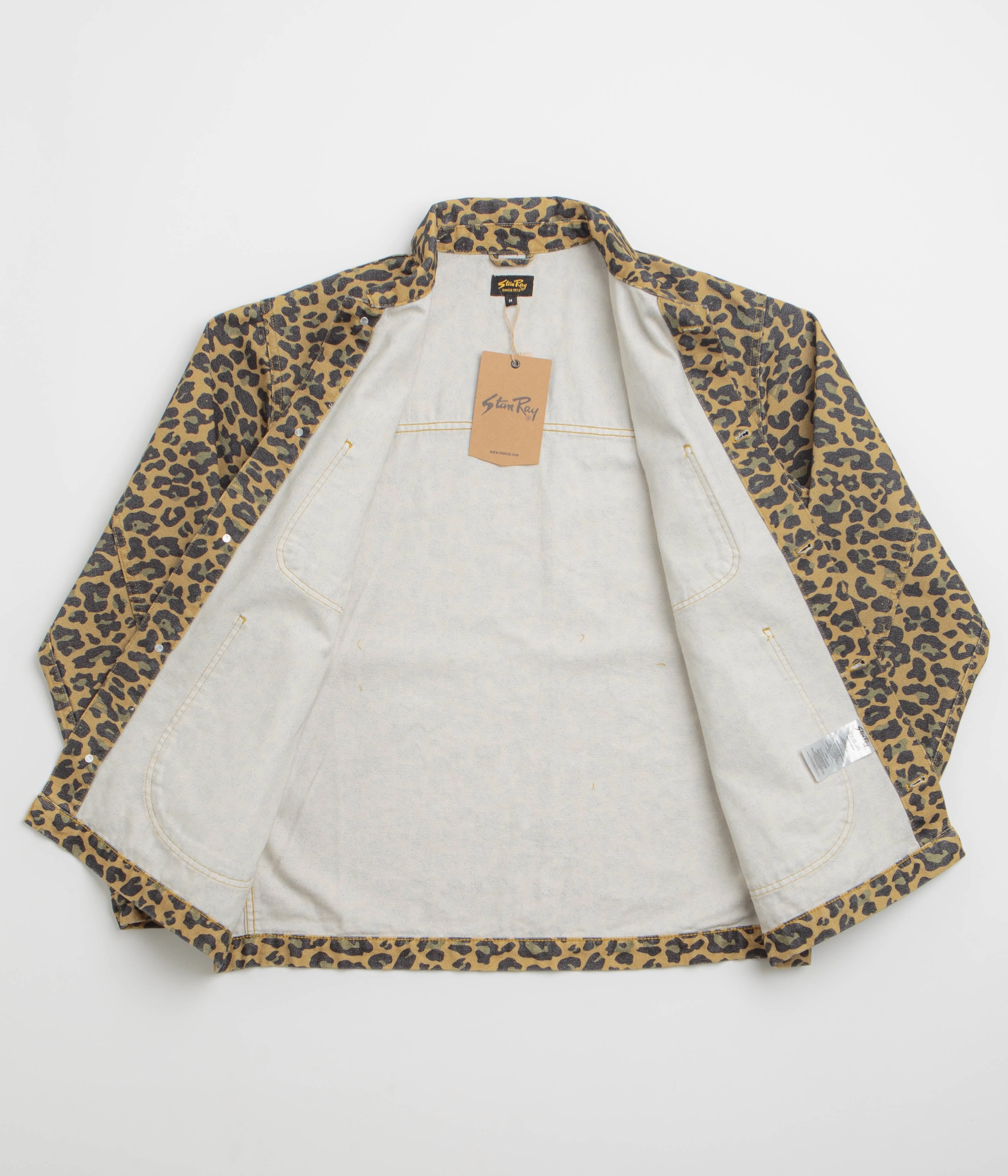 Stan Ray Coverall Jacket - Washed Leopard Camo Duck Padded collar