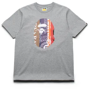 ethnic hem A Bathing Ape Fans Scarf Pattern Ape Head Tee - Grey