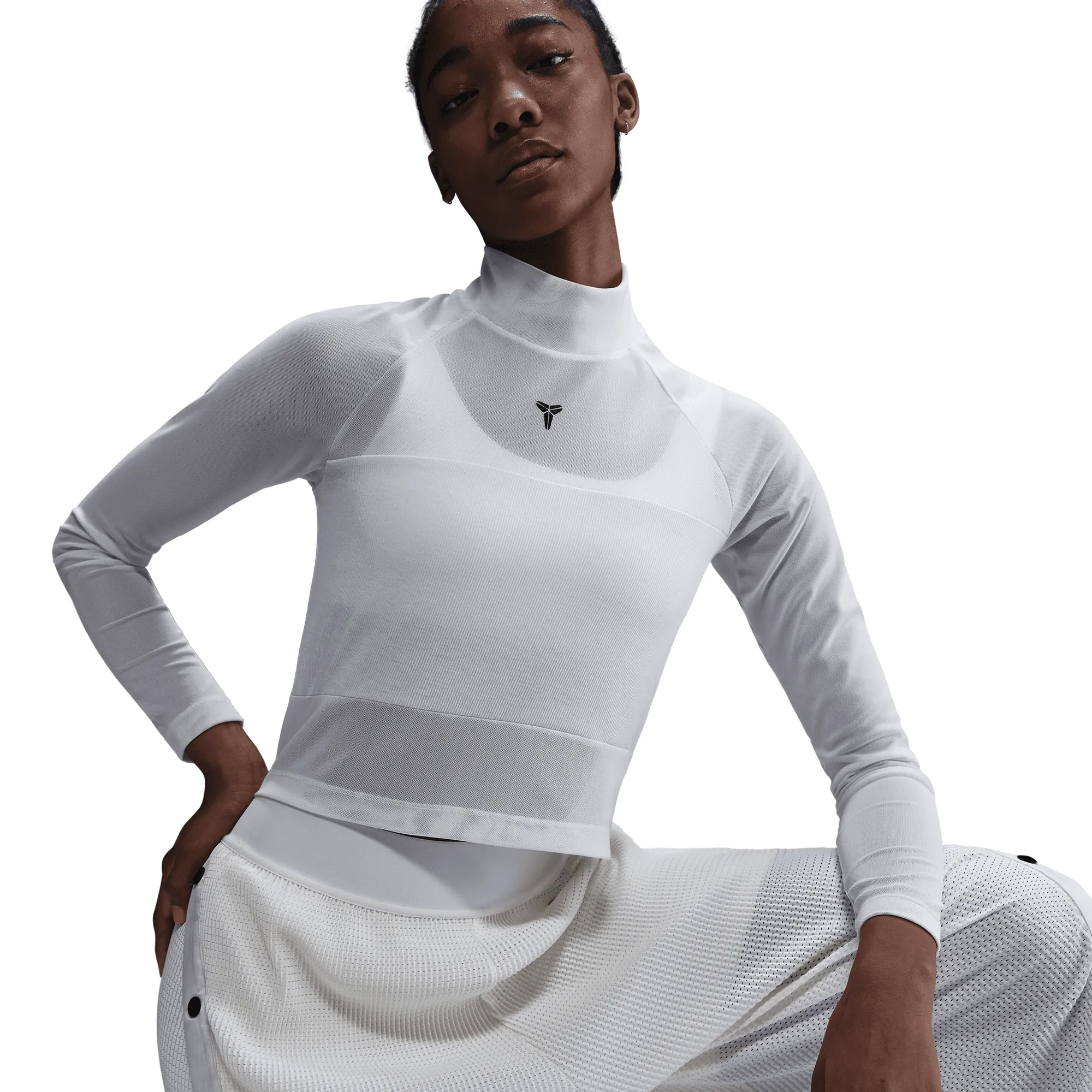 Lightweight Material Wide Glow WMNS KOBE DETAILS LS CROP TOP - WHITE