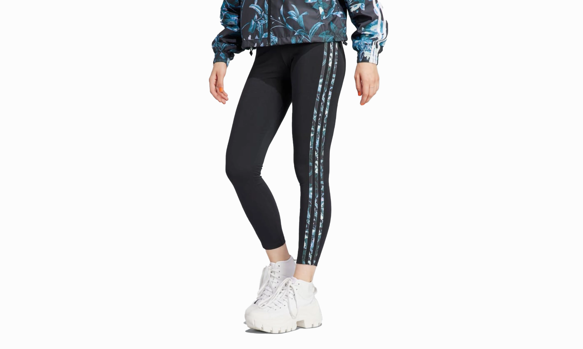 Wo 3 STRIPE FLORAL LEGGINGS "Black" Bead Soul
